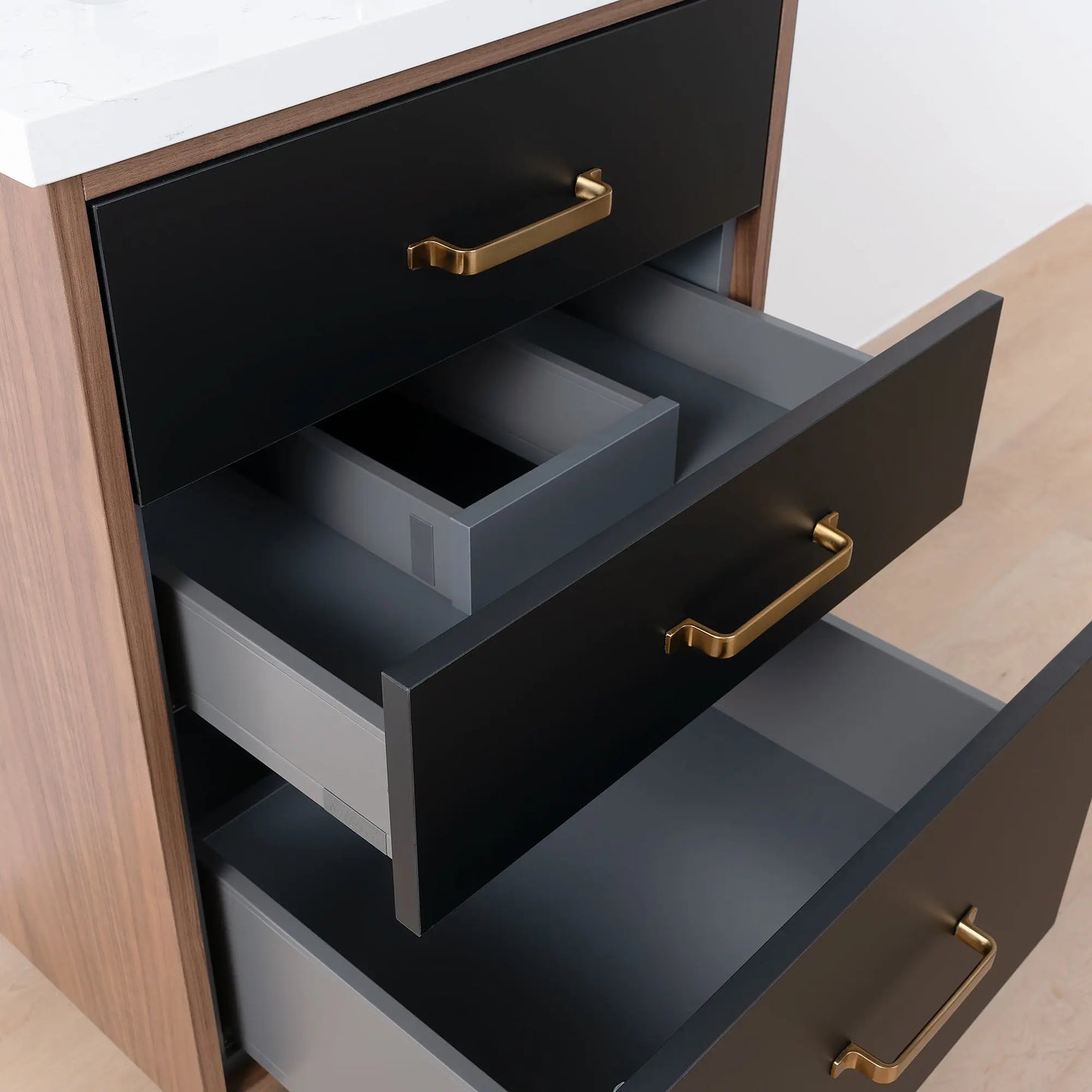 Sidney SLIM, 24" Teodor® Modern Matte Black Vanity Teodor Bathroom VanityCanada