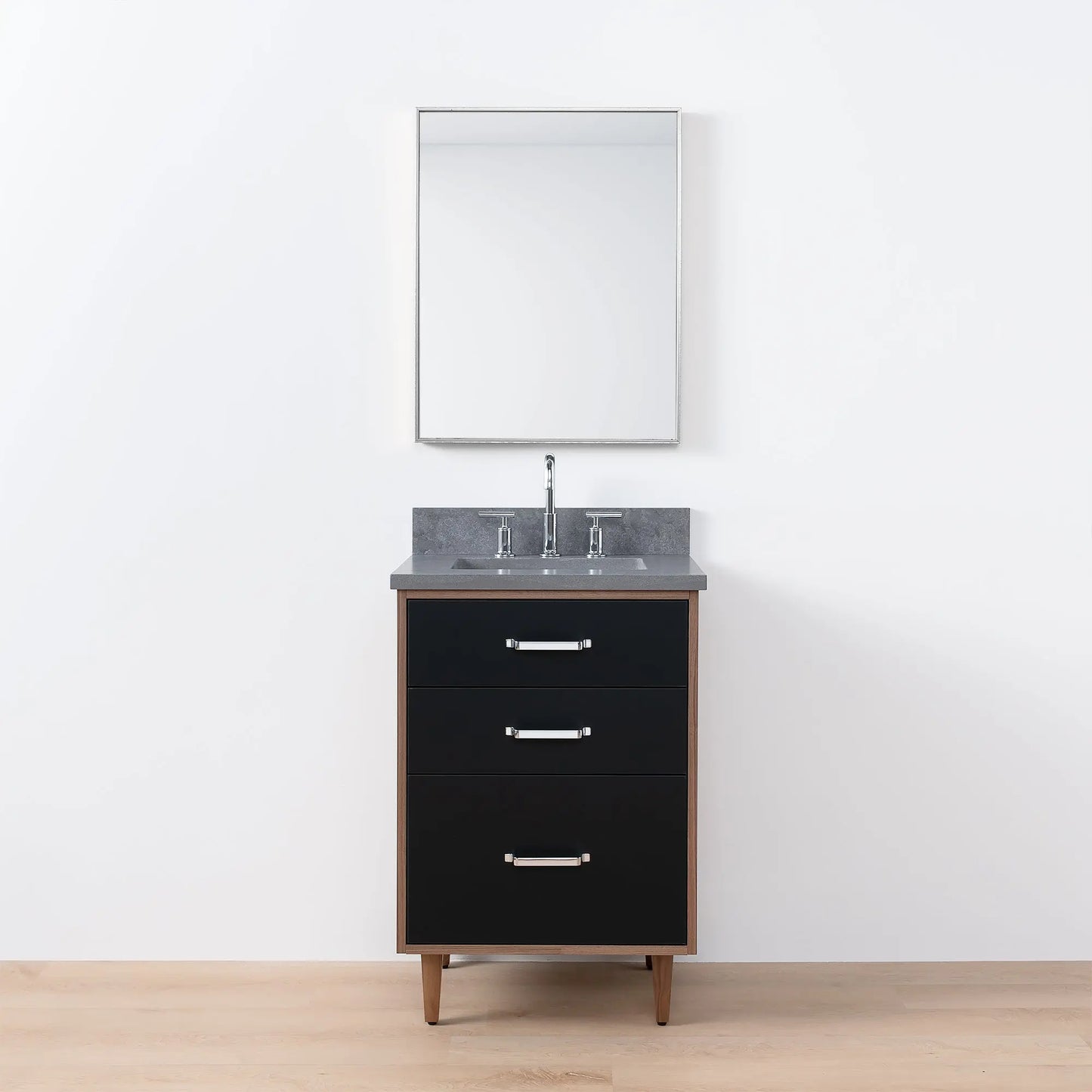 Sidney SLIM, 24" Teodor® Modern Matte Black Vanity Teodor Bathroom VanityCanada