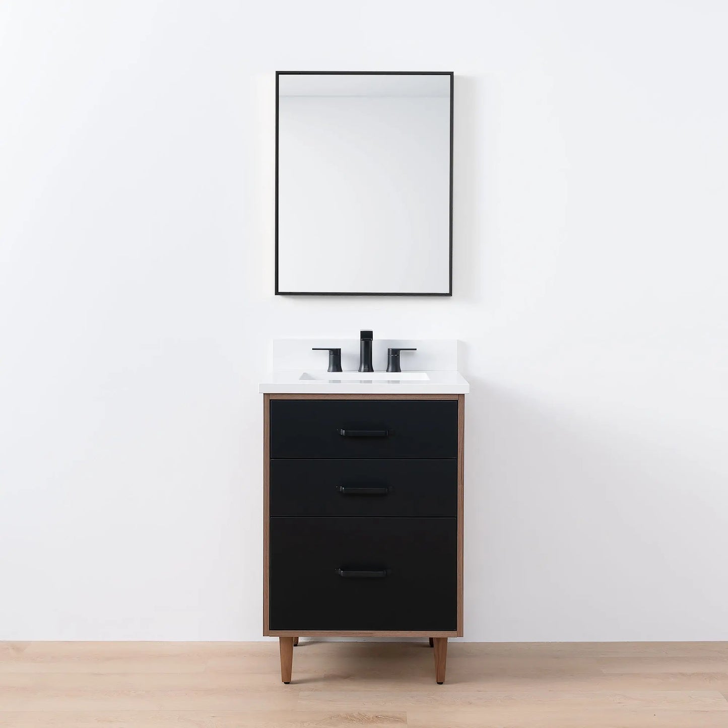 Sidney SLIM, 24" Teodor® Modern Matte Black Vanity Teodor Bathroom VanityCanada