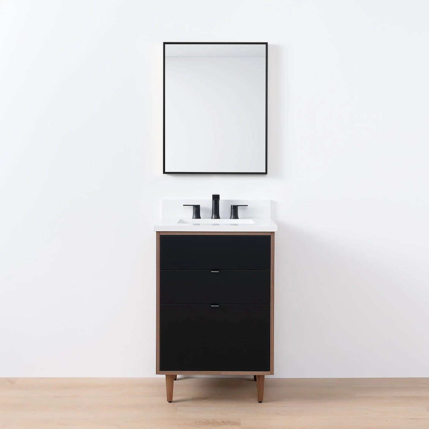 Sidney SLIM, 24" Teodor® Modern Matte Black Vanity Teodor Bathroom VanityCanada