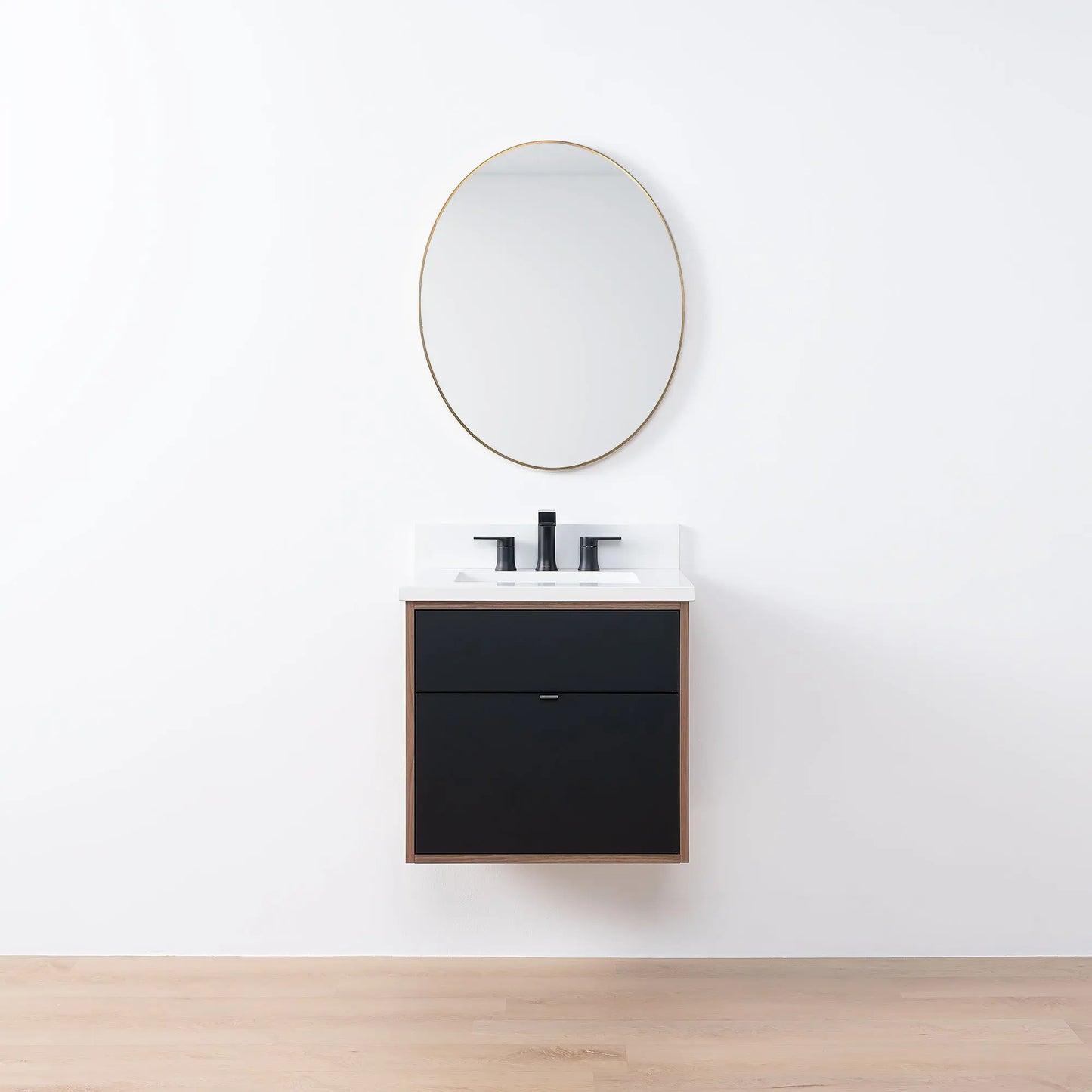Sidney SLIM, 24" Teodor® Modern Wall Mount Matte Black Vanity Teodor Bathroom VanityCanada