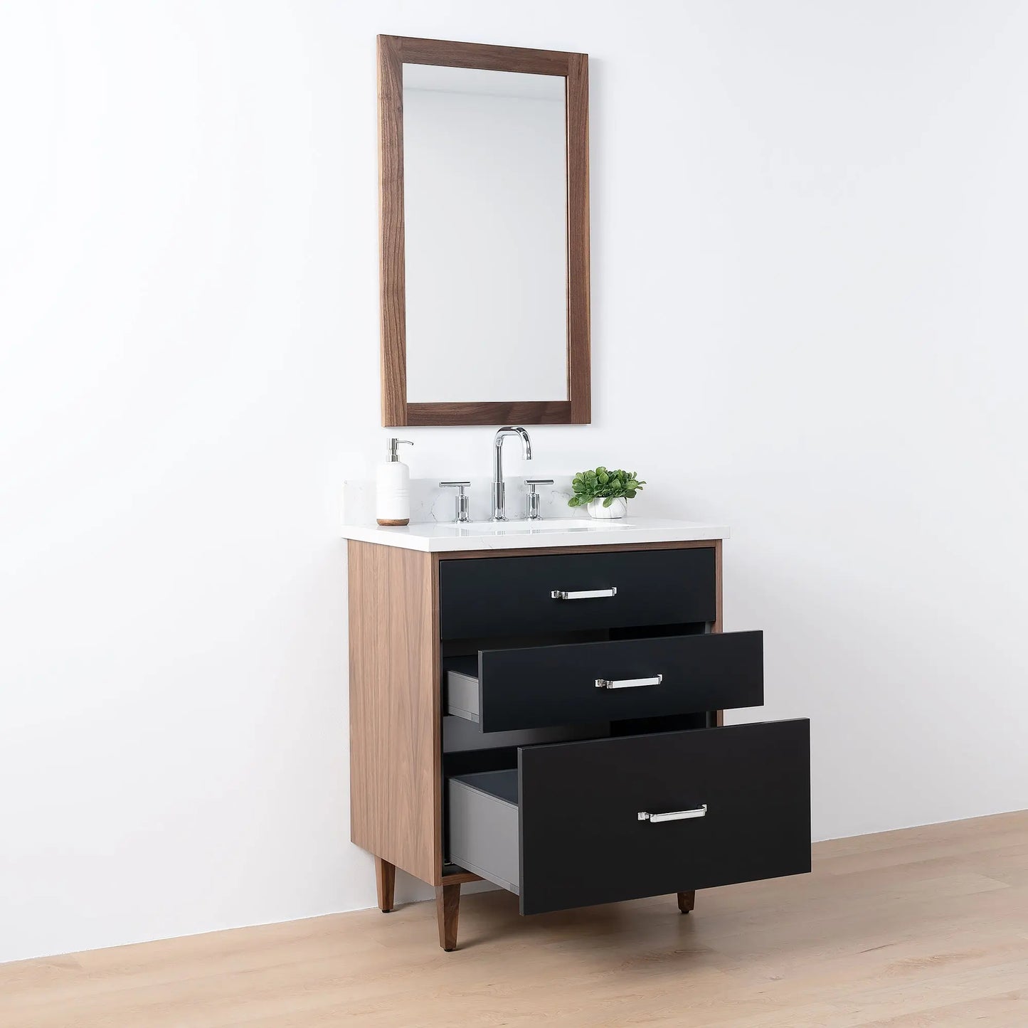 Sidney SLIM, 30" Teodor® Modern Matte Black Vanity Teodor Bathroom VanityCanada