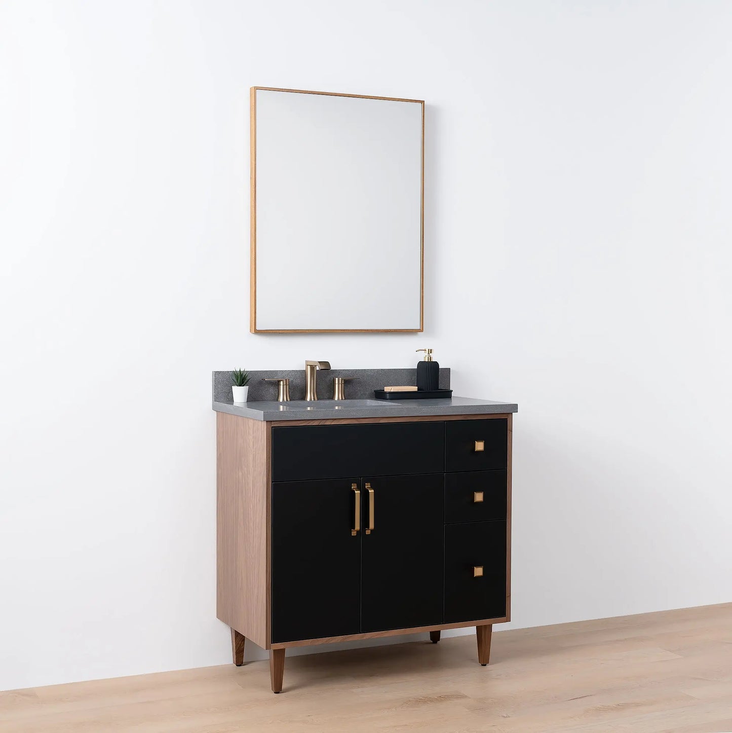 Sidney SLIM, 36" Teodor® Modern Matte Black Vanity, Left Sink Teodor Bathroom VanityCanada