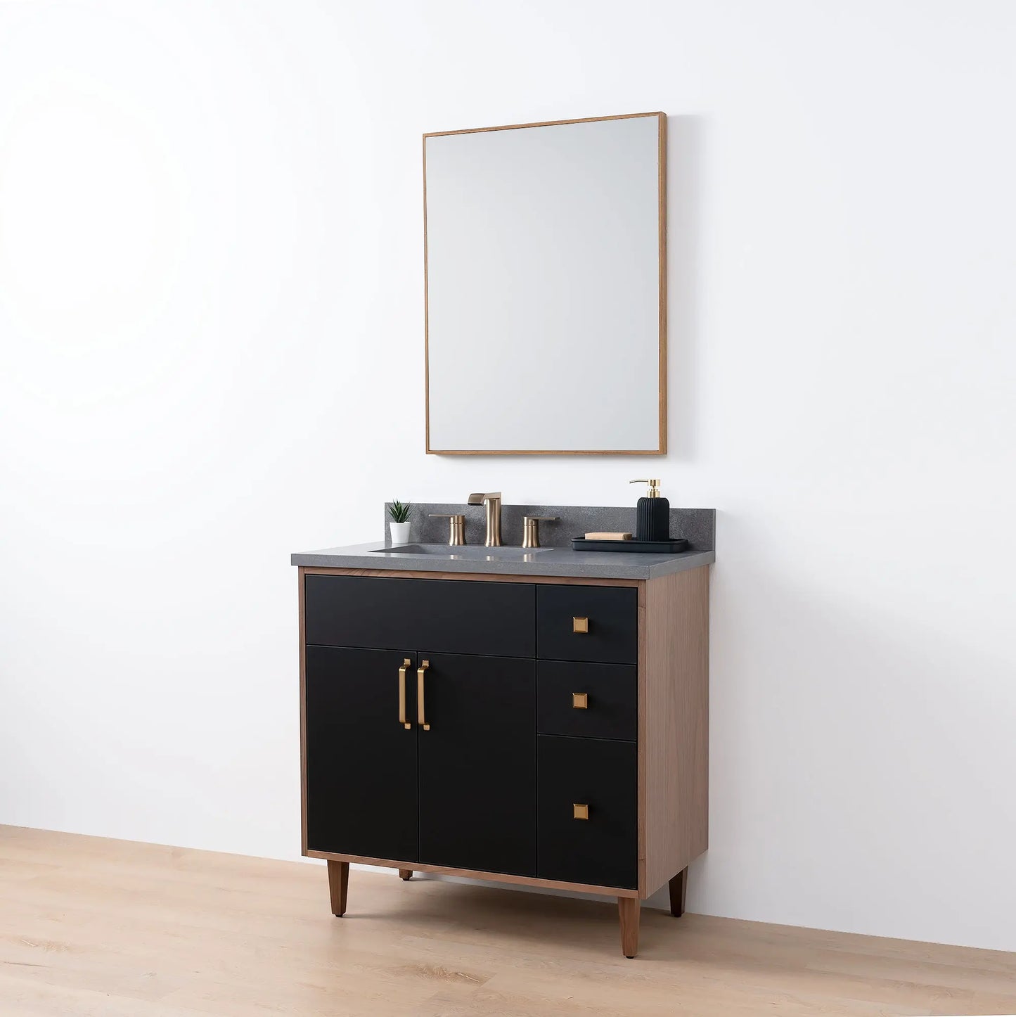 Sidney SLIM, 36" Teodor® Modern Matte Black Vanity, Left Sink Teodor Bathroom VanityCanada