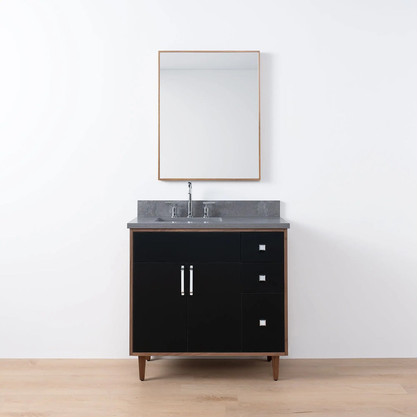 Sidney SLIM, 36" Teodor® Modern Matte Black Vanity, Left Sink Teodor Bathroom VanityCanada
