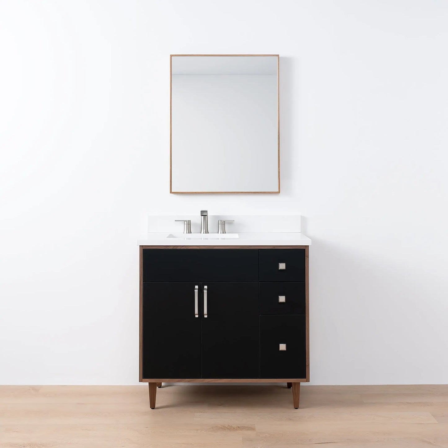 Sidney SLIM, 36" Teodor® Modern Matte Black Vanity, Left Sink Teodor Bathroom VanityCanada