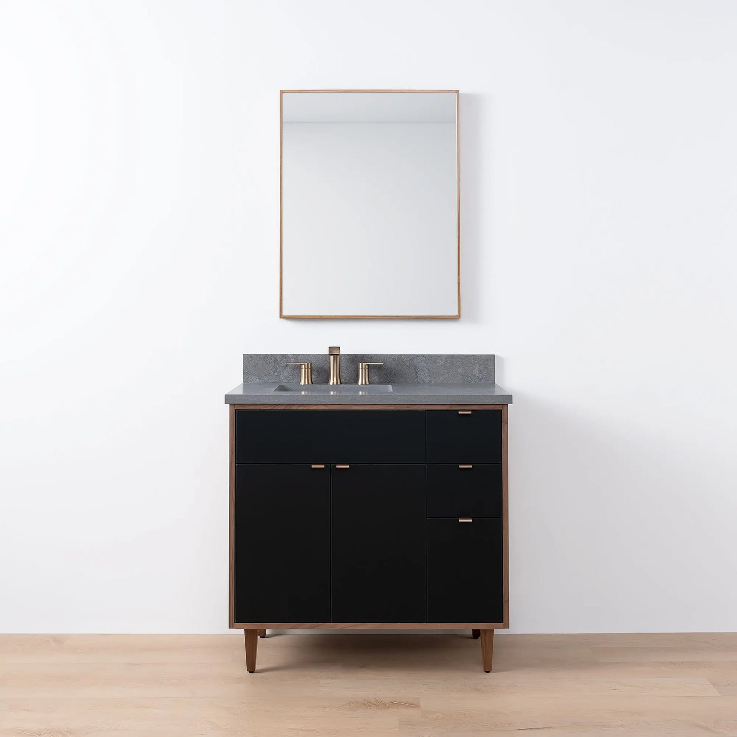 Sidney SLIM, 36" Teodor® Modern Matte Black Vanity, Left Sink Teodor Bathroom VanityCanada