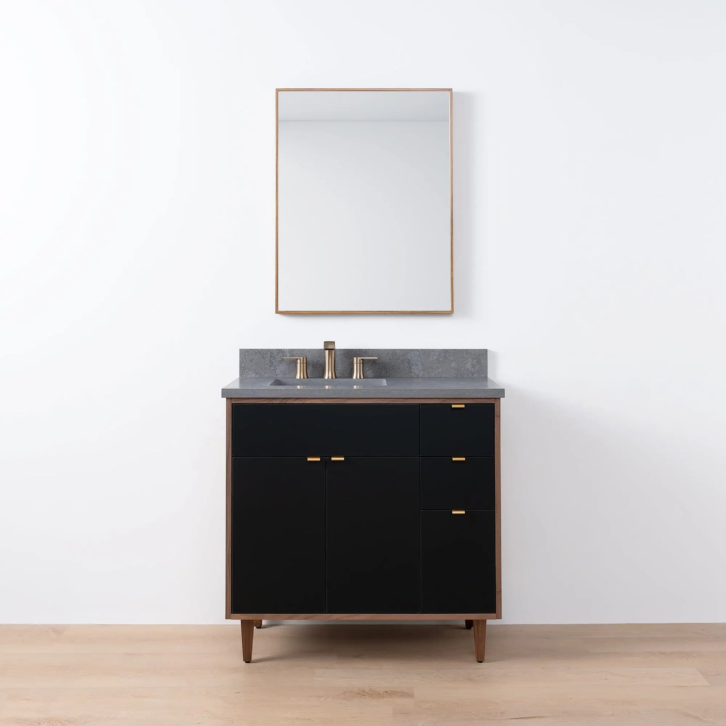 Sidney SLIM, 36" Teodor® Modern Matte Black Vanity, Left Sink Teodor Bathroom VanityCanada