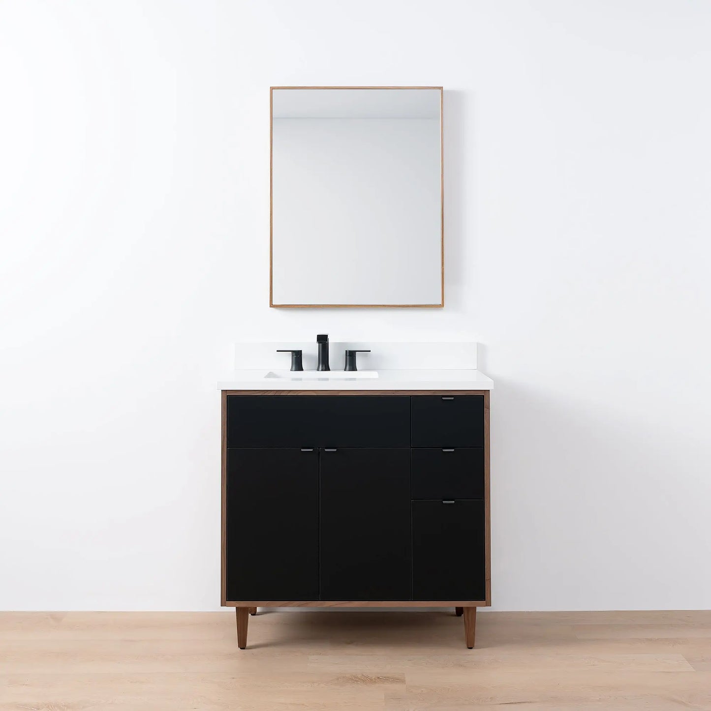 Sidney SLIM, 36" Teodor® Modern Matte Black Vanity, Left Sink Teodor Bathroom VanityCanada