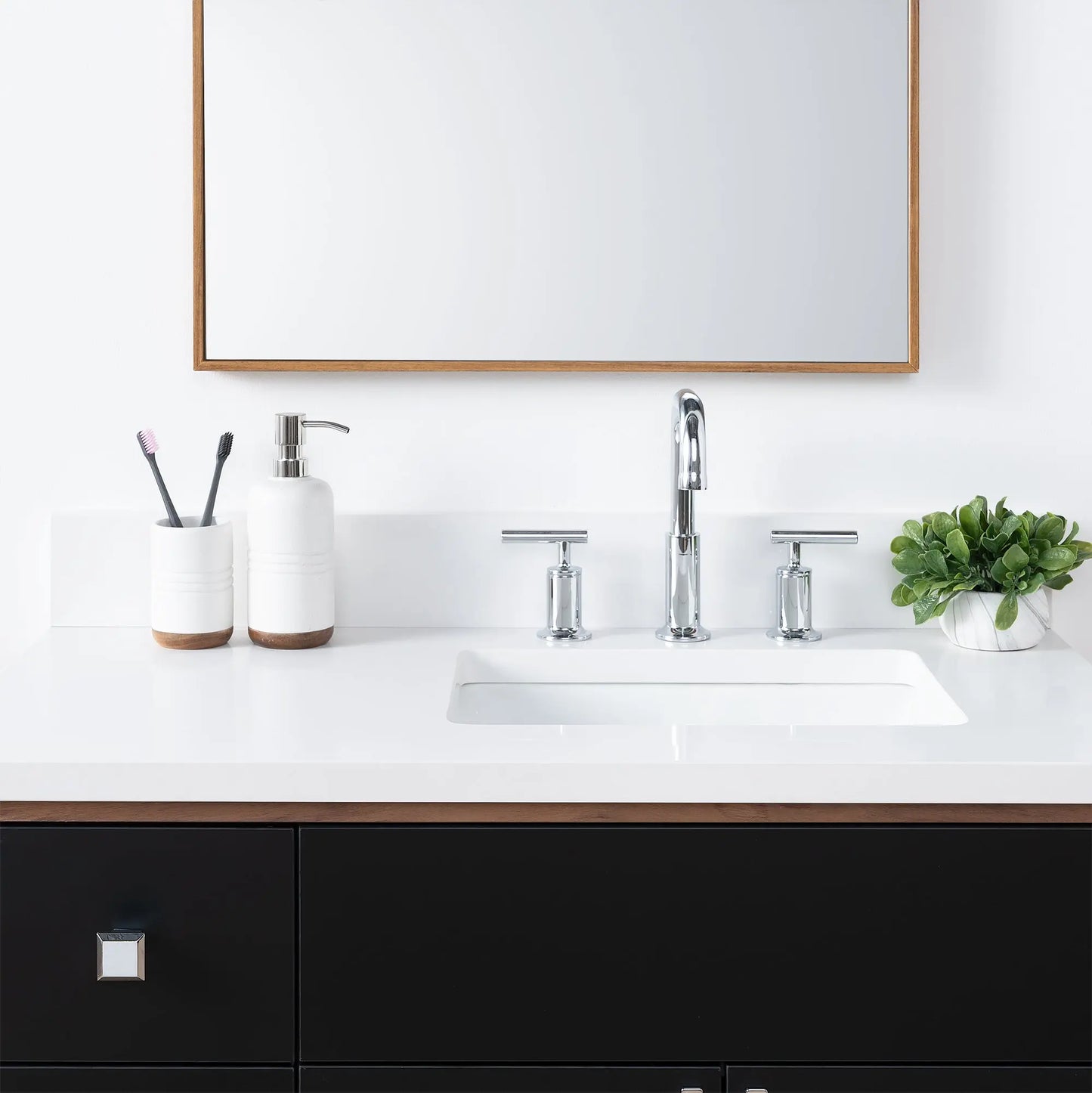 Sidney SLIM, 36" Teodor® Modern Matte Black Vanity, Right Sink Teodor Bathroom VanityCanada