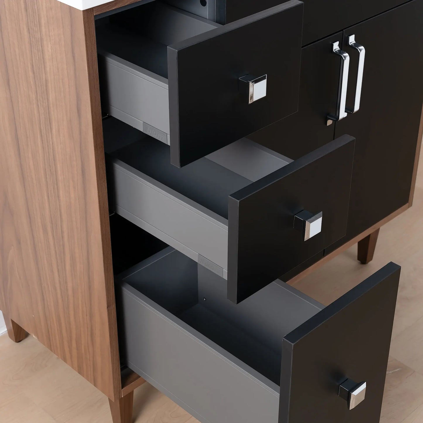 Sidney SLIM, 36" Teodor® Modern Matte Black Vanity, Right Sink Teodor Bathroom VanityCanada