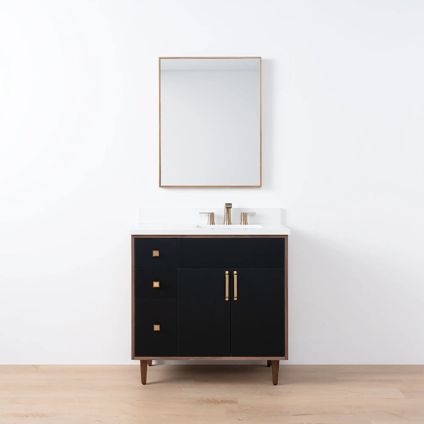Sidney SLIM, 36" Teodor® Modern Matte Black Vanity, Right Sink Teodor Bathroom VanityCanada