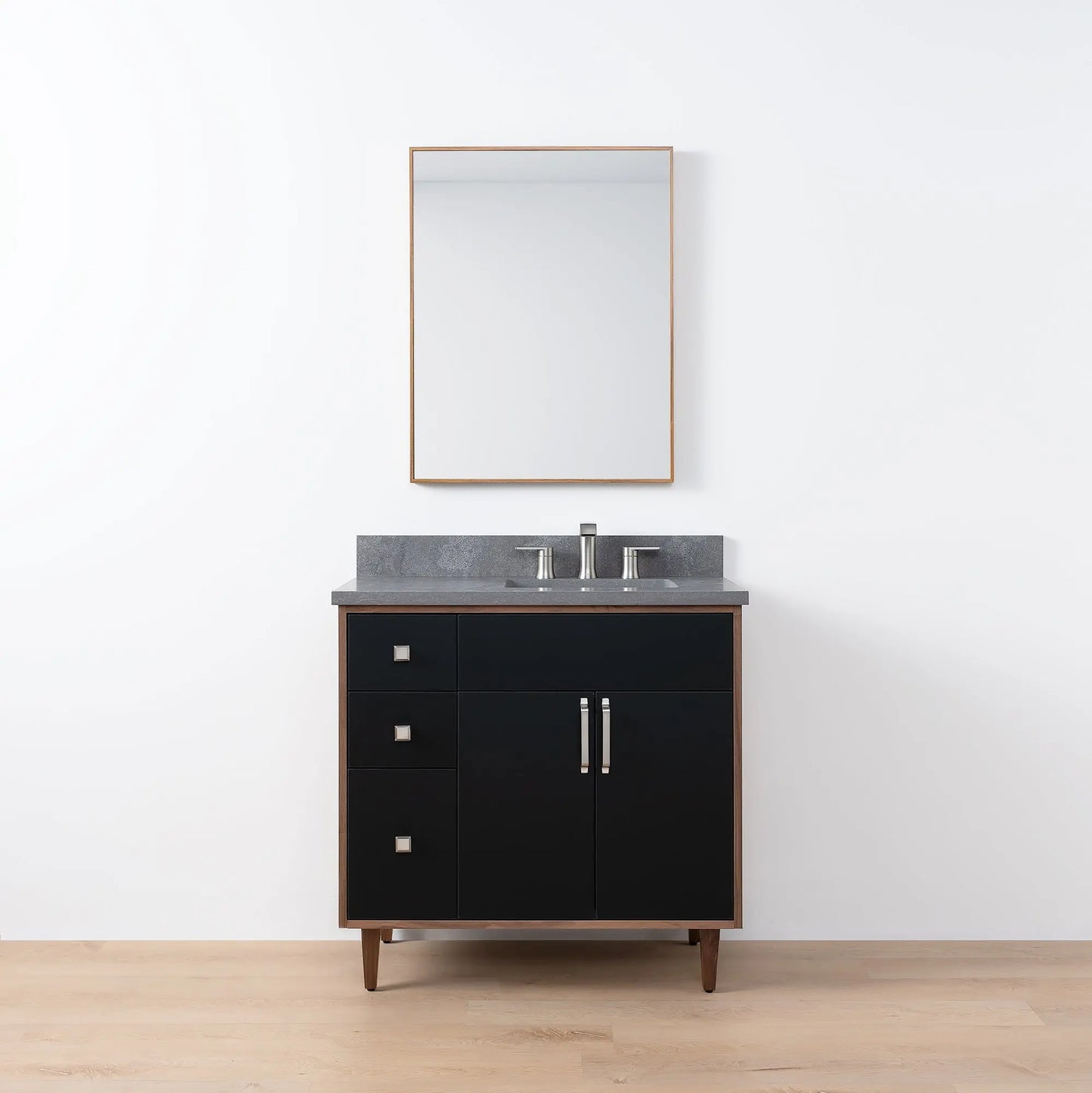 Sidney SLIM, 36" Teodor® Modern Matte Black Vanity, Right Sink Teodor Bathroom VanityCanada
