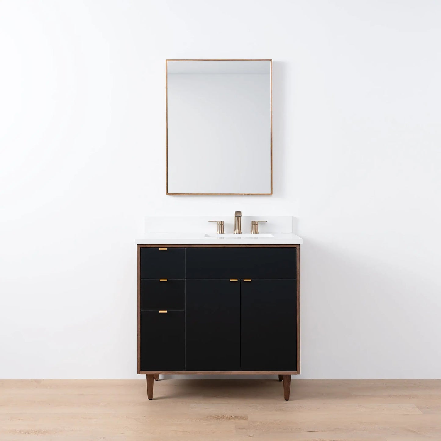 Sidney SLIM, 36" Teodor® Modern Matte Black Vanity, Right Sink Teodor Bathroom VanityCanada