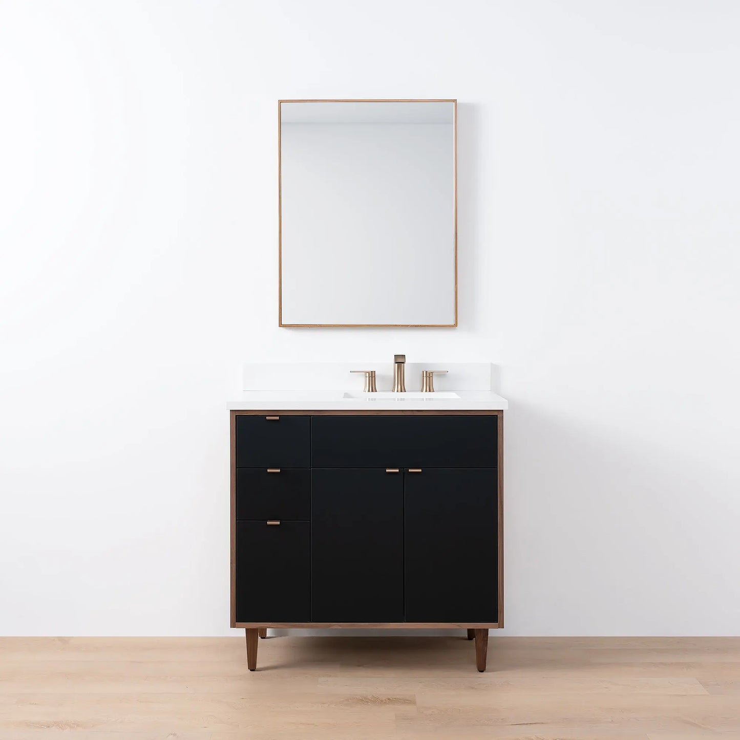 Sidney SLIM, 36" Teodor® Modern Matte Black Vanity, Right Sink Teodor Bathroom VanityCanada