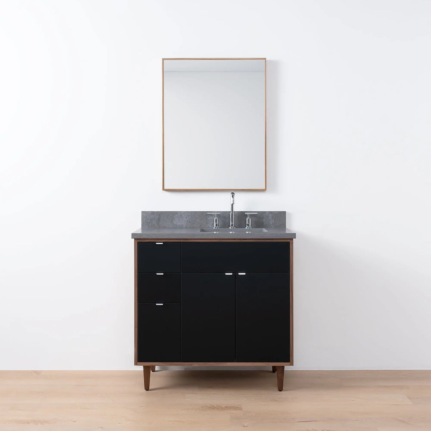Sidney SLIM, 36" Teodor® Modern Matte Black Vanity, Right Sink Teodor Bathroom VanityCanada