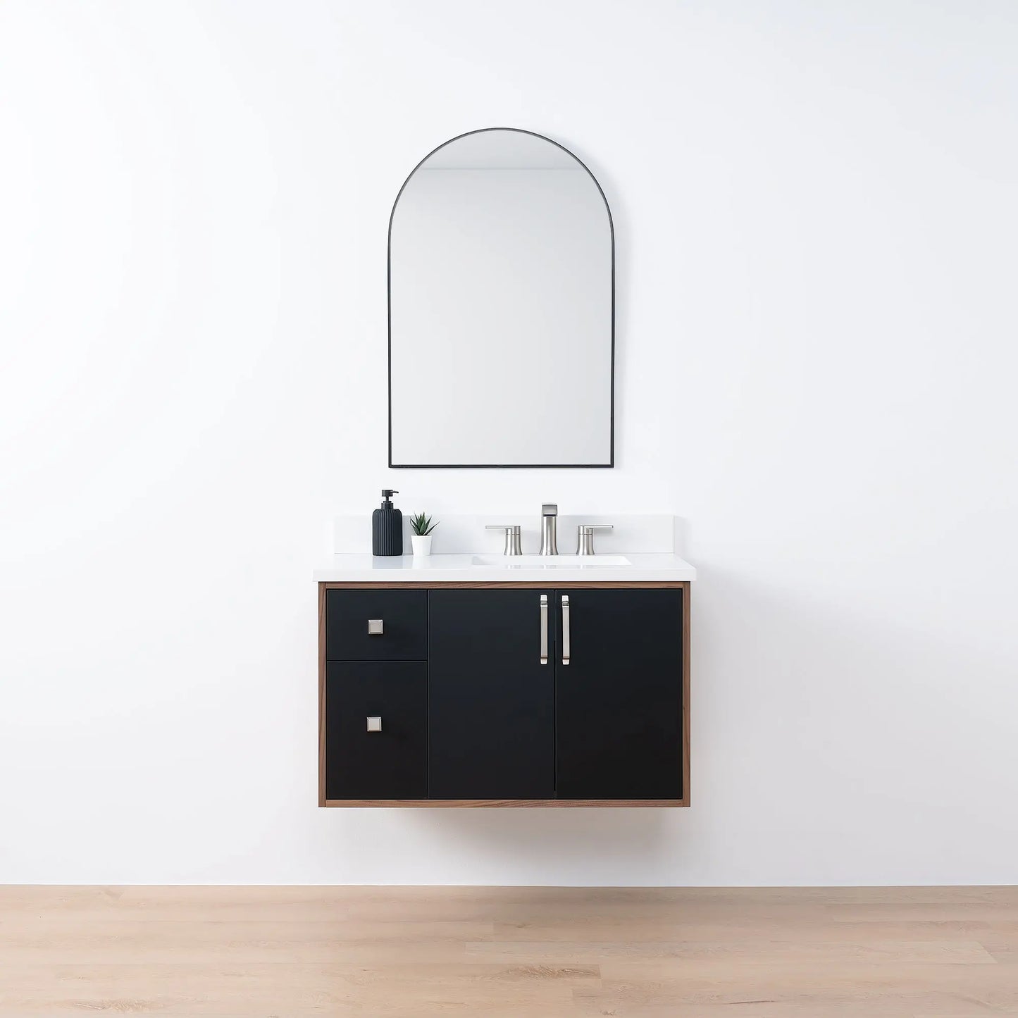 Sidney SLIM, 36" Teodor® Modern Wall Mount Matte Black Vanity, Right Sink Teodor Bathroom VanityCanada