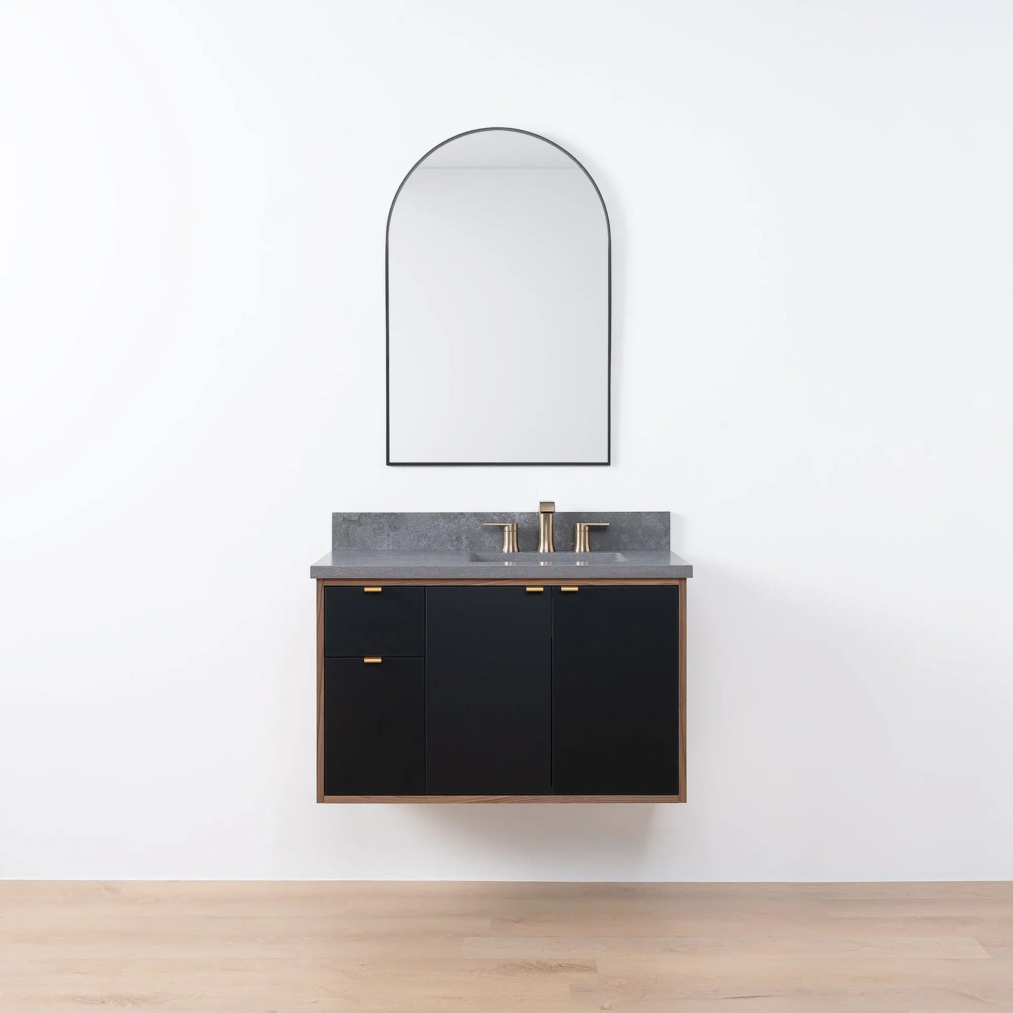 Sidney SLIM, 36" Teodor® Modern Wall Mount Matte Black Vanity, Right Sink Teodor Bathroom VanityCanada