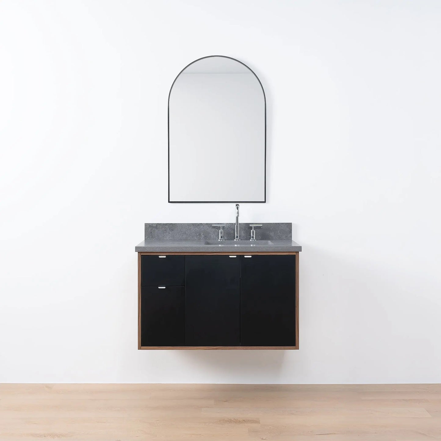Sidney SLIM, 36" Teodor® Modern Wall Mount Matte Black Vanity, Right Sink Teodor Bathroom VanityCanada