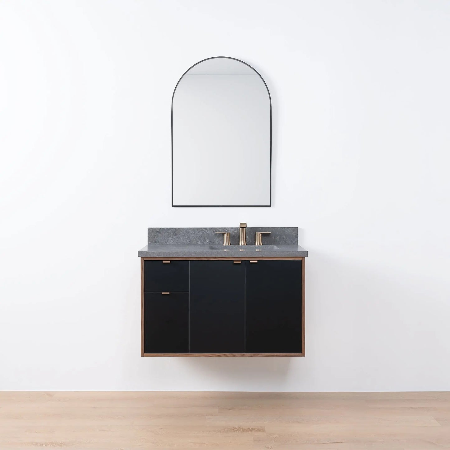 Sidney SLIM, 36" Teodor® Modern Wall Mount Matte Black Vanity, Right Sink Teodor Bathroom VanityCanada
