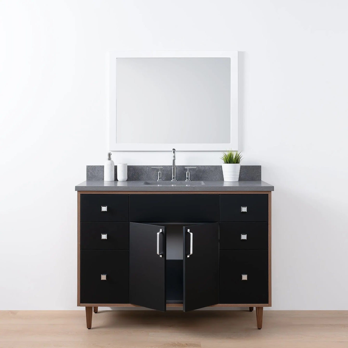 Sidney SLIM, 48" Teodor® Modern Matte Black Vanity Teodor Bathroom VanityCanada