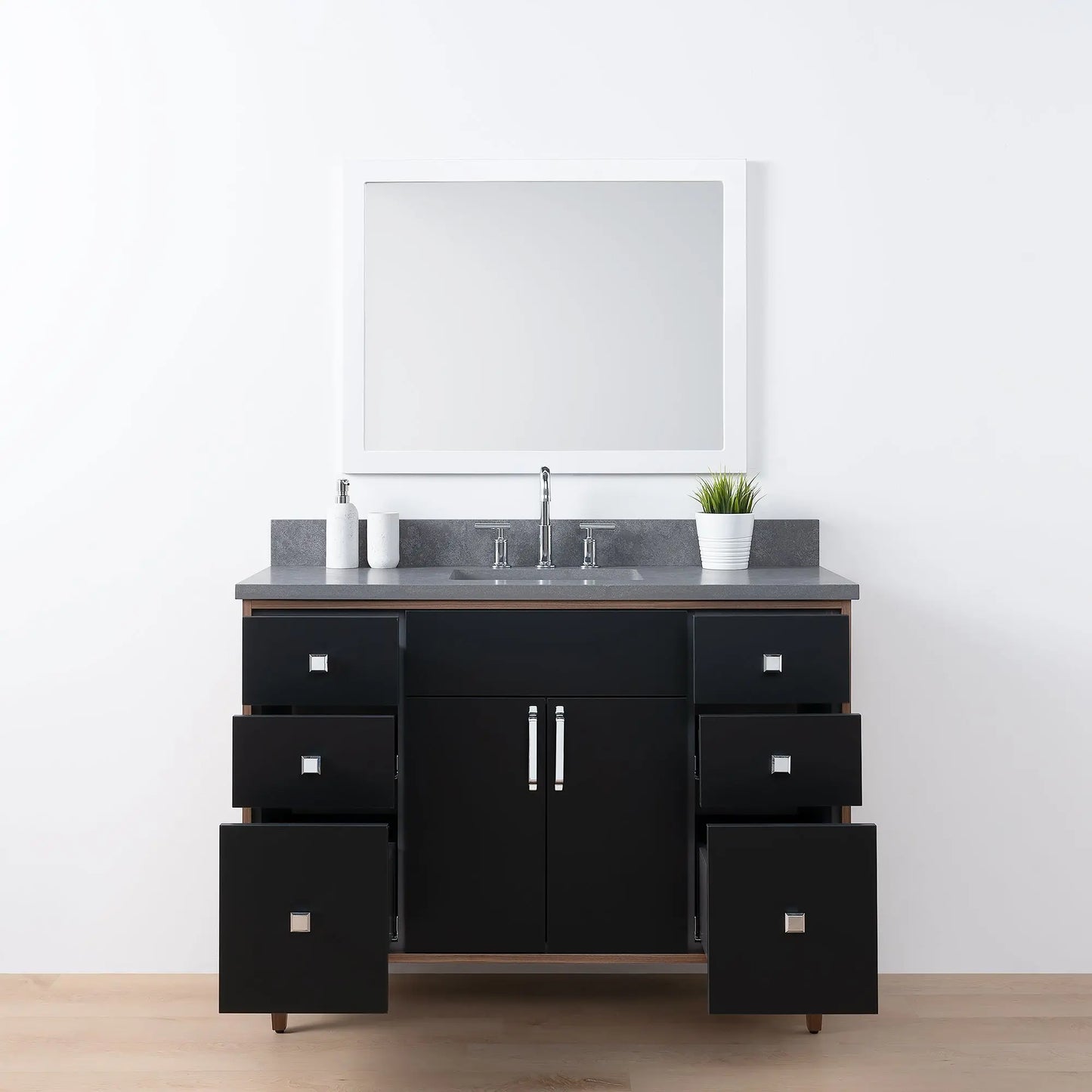 Sidney SLIM, 48" Teodor® Modern Matte Black Vanity Teodor Bathroom VanityCanada