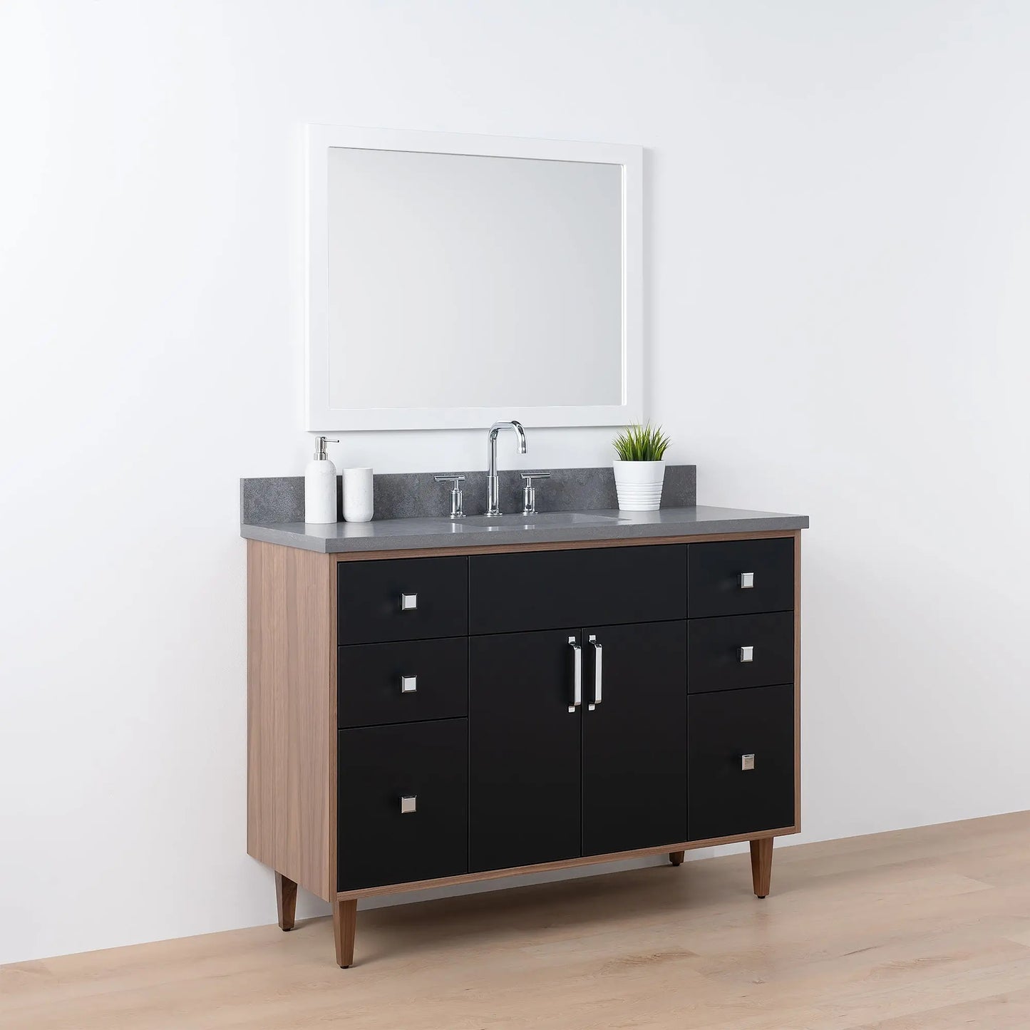 Sidney SLIM, 48" Teodor® Modern Matte Black Vanity Teodor Bathroom VanityCanada