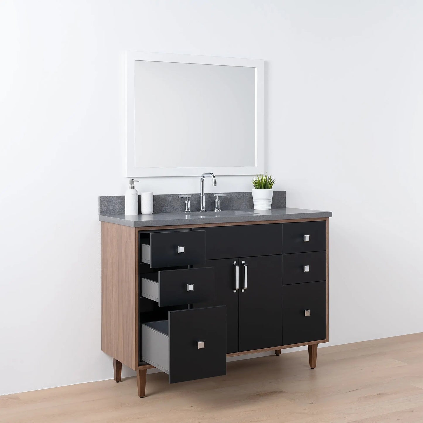 Sidney SLIM, 48" Teodor® Modern Matte Black Vanity Teodor Bathroom VanityCanada