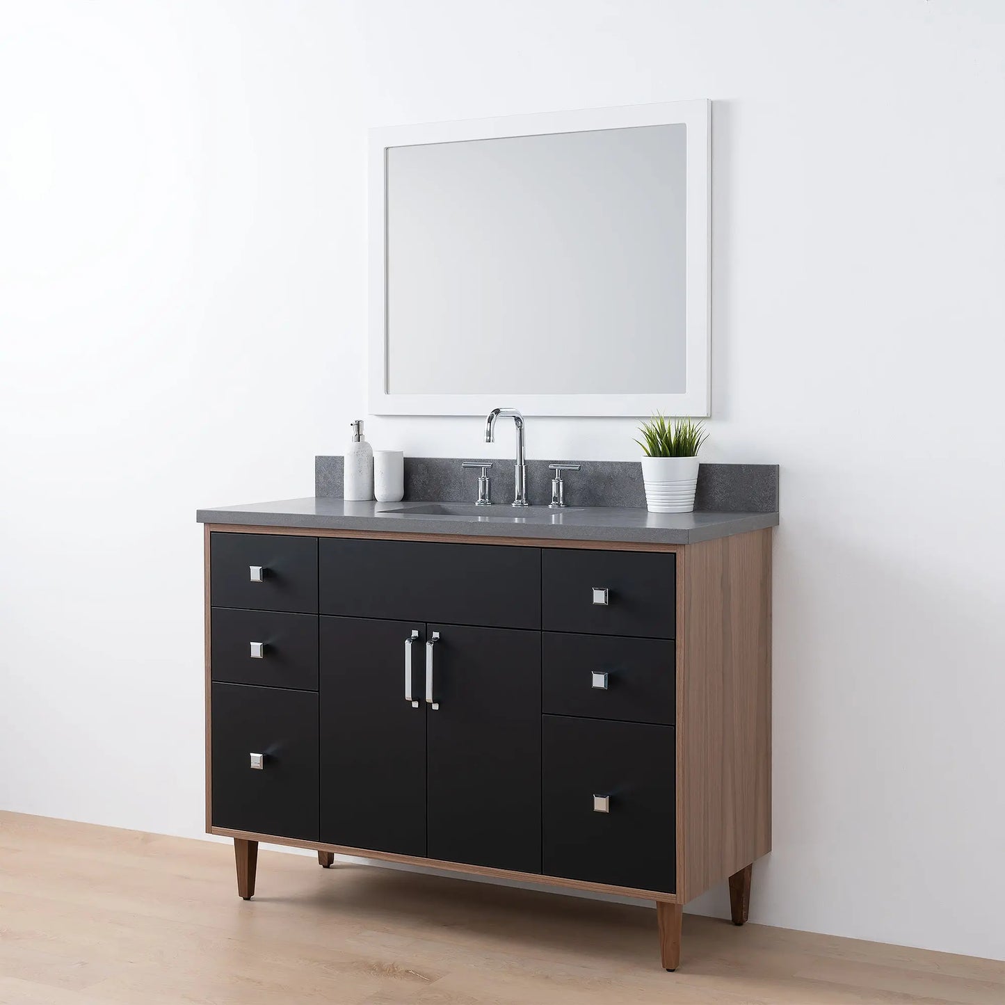 Sidney SLIM, 48" Teodor® Modern Matte Black Vanity Teodor Bathroom VanityCanada