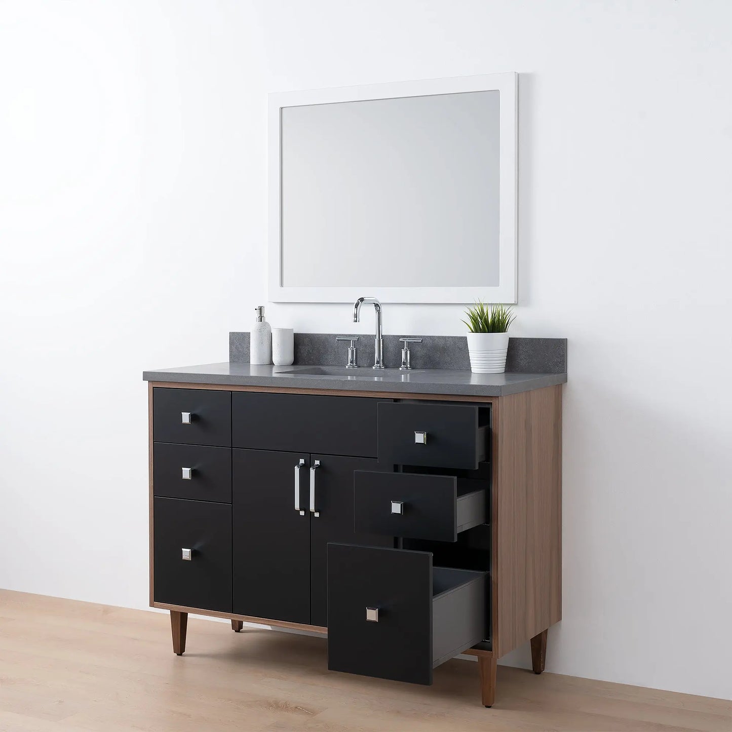 Sidney SLIM, 48" Teodor® Modern Matte Black Vanity Teodor Bathroom VanityCanada