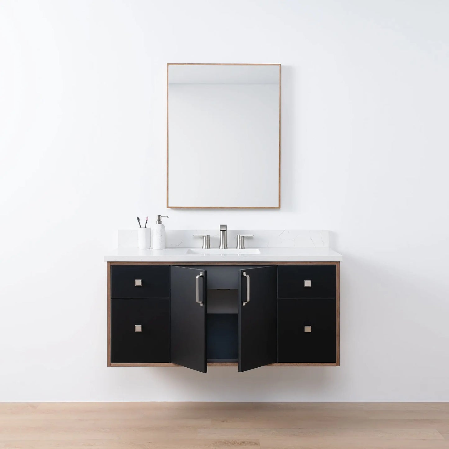 Sidney SLIM, 48" Teodor® Modern Wall Mount Matte Black Vanity Teodor Bathroom VanityCanada