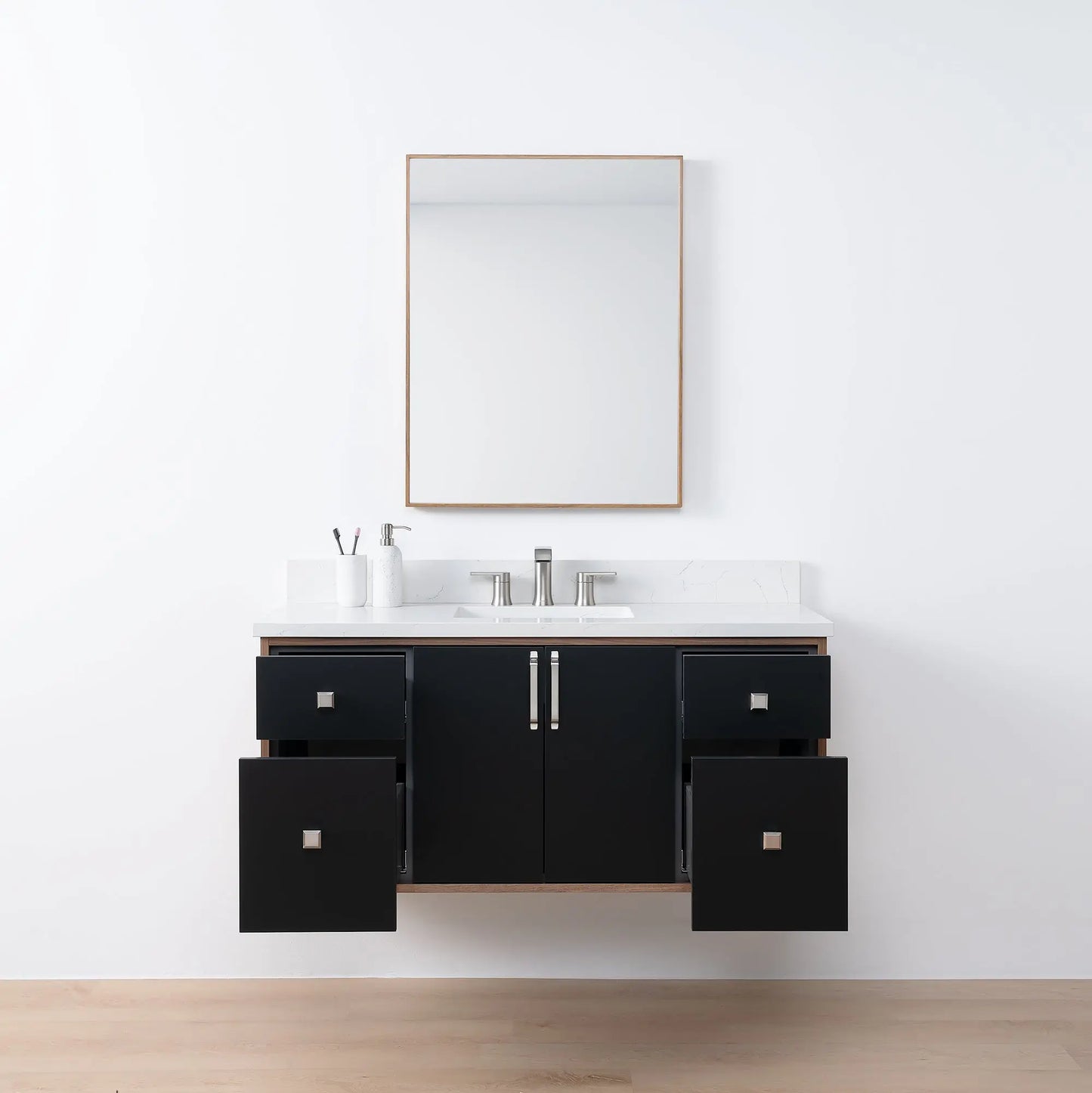 Sidney SLIM, 48" Teodor® Modern Wall Mount Matte Black Vanity Teodor Bathroom VanityCanada