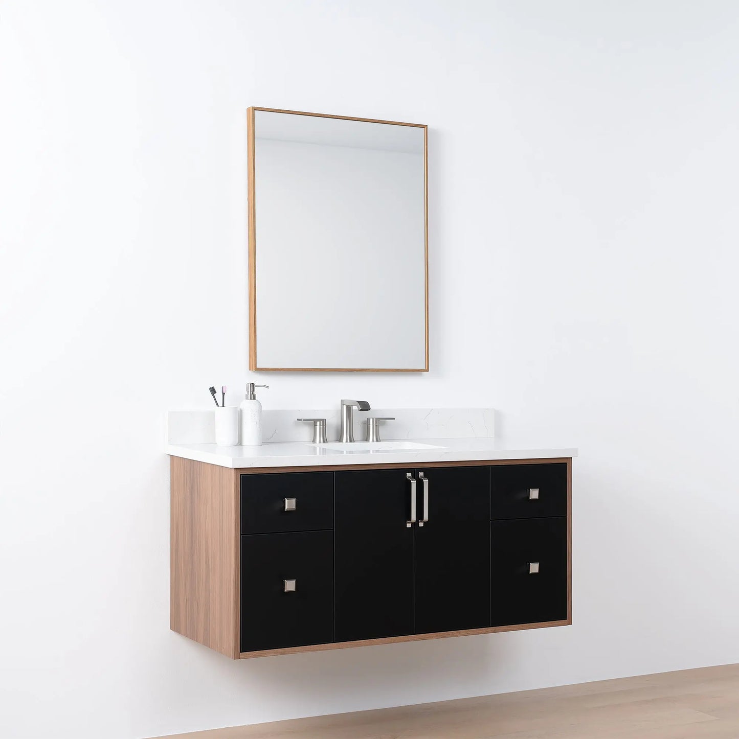Sidney SLIM, 48" Teodor® Modern Wall Mount Matte Black Vanity Teodor Bathroom VanityCanada