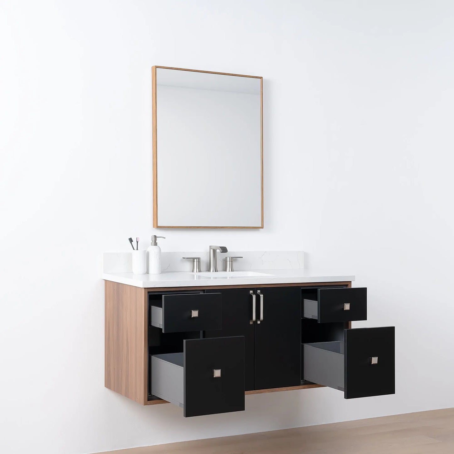 Sidney SLIM, 48" Teodor® Modern Wall Mount Matte Black Vanity Teodor Bathroom VanityCanada