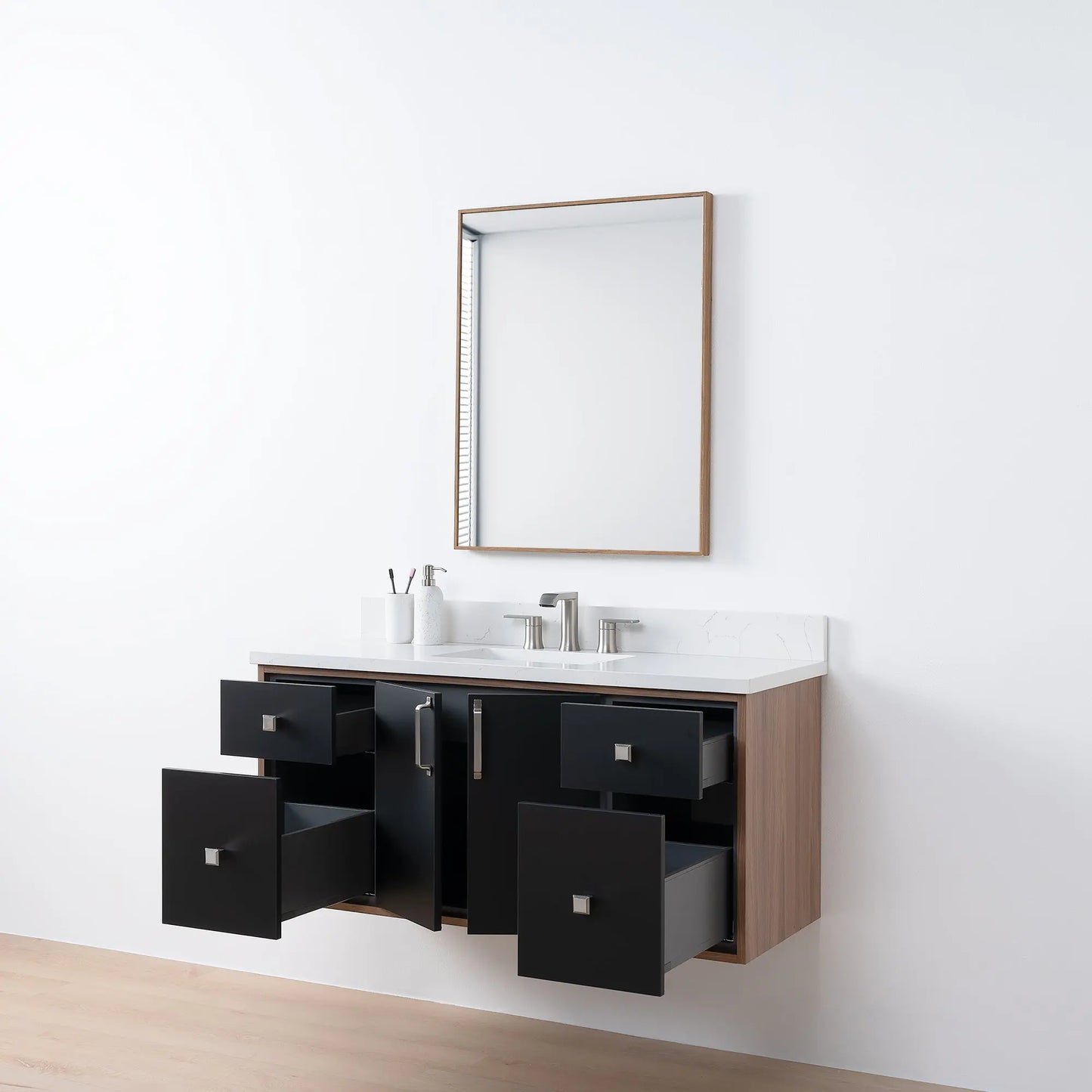 Sidney SLIM, 48" Teodor® Modern Wall Mount Matte Black Vanity Teodor Bathroom VanityCanada
