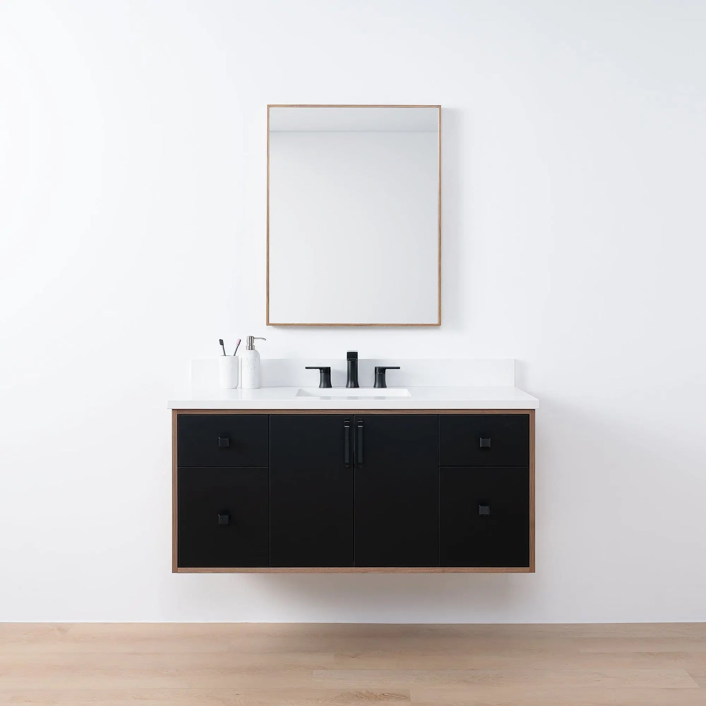 Sidney SLIM, 48" Teodor® Modern Wall Mount Matte Black Vanity Teodor Bathroom VanityCanada