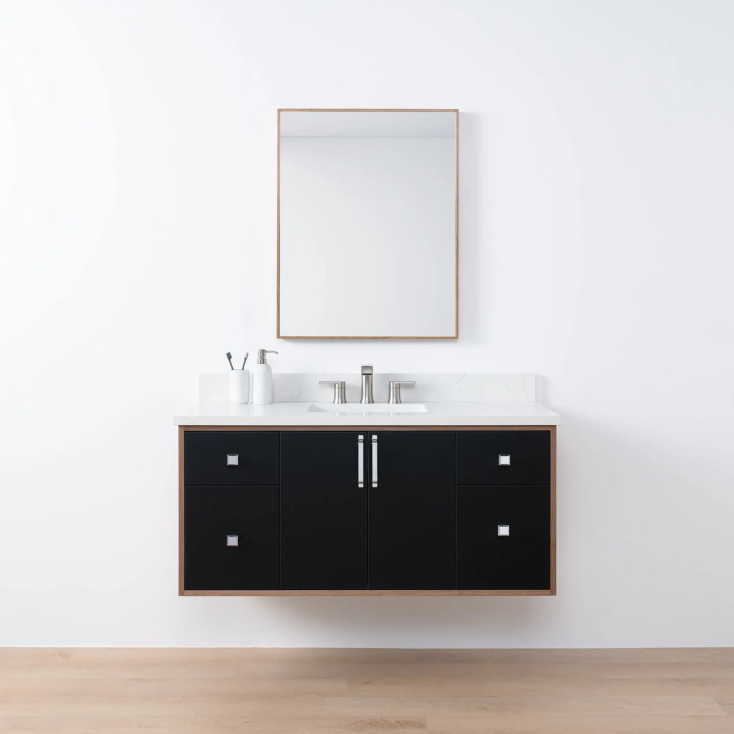 Sidney SLIM, 48" Teodor® Modern Wall Mount Matte Black Vanity Teodor Bathroom VanityCanada
