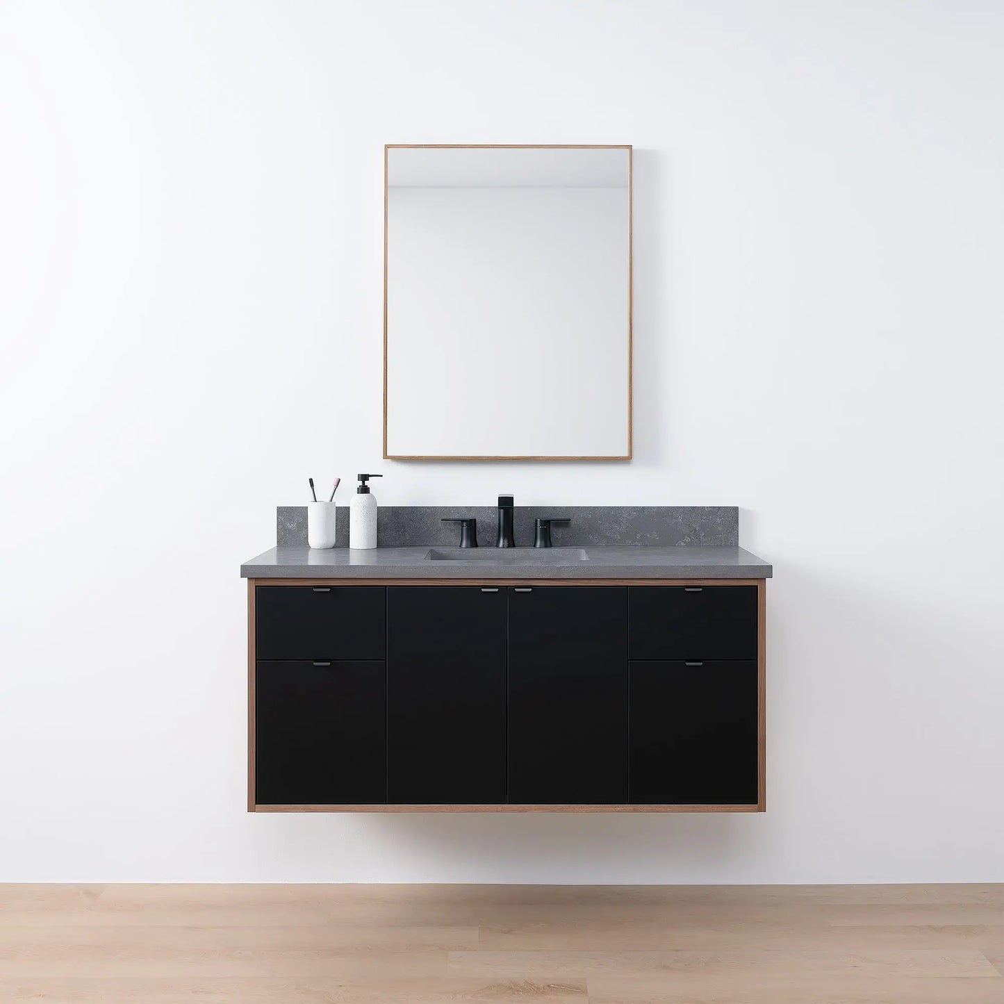 Sidney SLIM, 48" Teodor® Modern Wall Mount Matte Black Vanity Teodor Bathroom VanityCanada