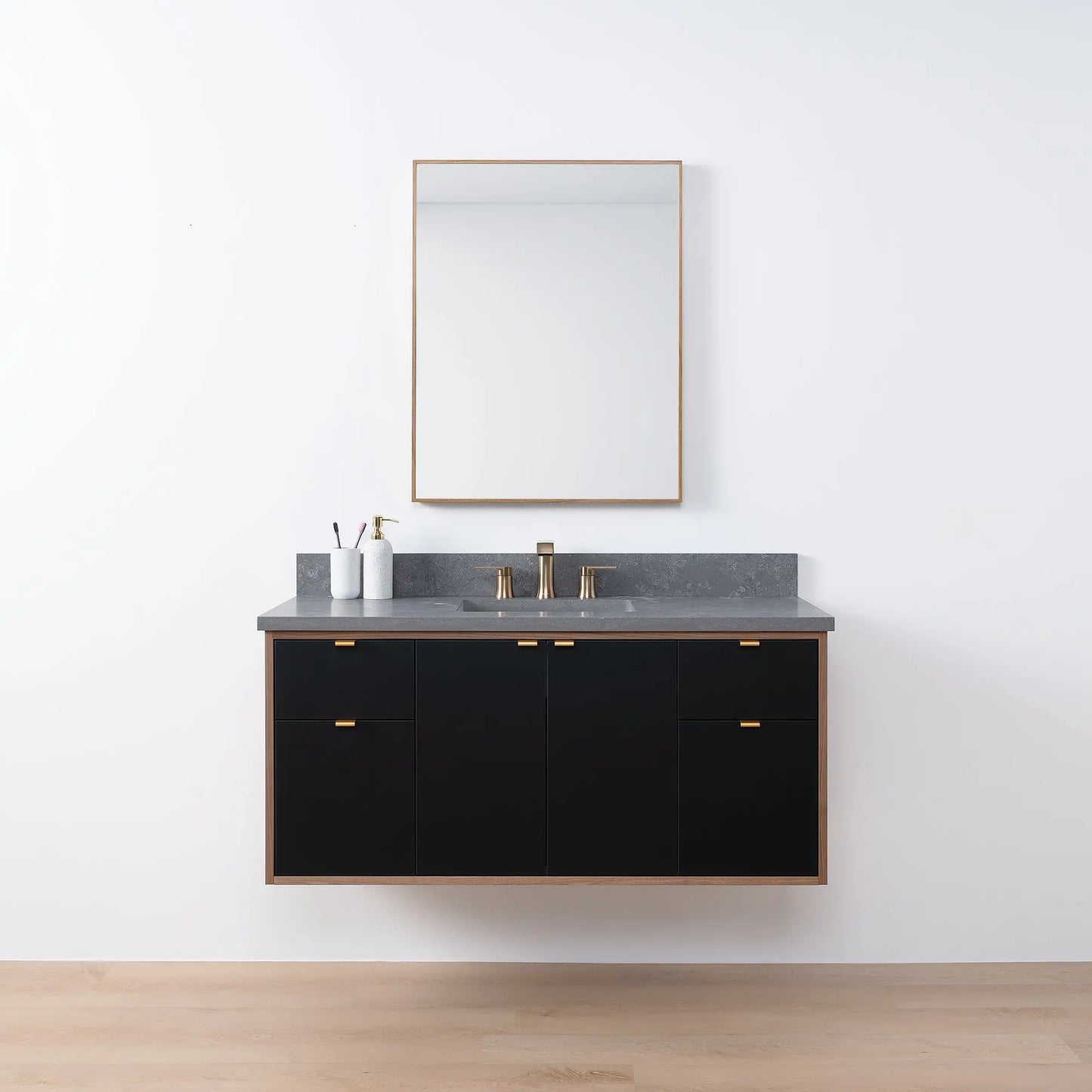 Sidney SLIM, 48" Teodor® Modern Wall Mount Matte Black Vanity Teodor Bathroom VanityCanada