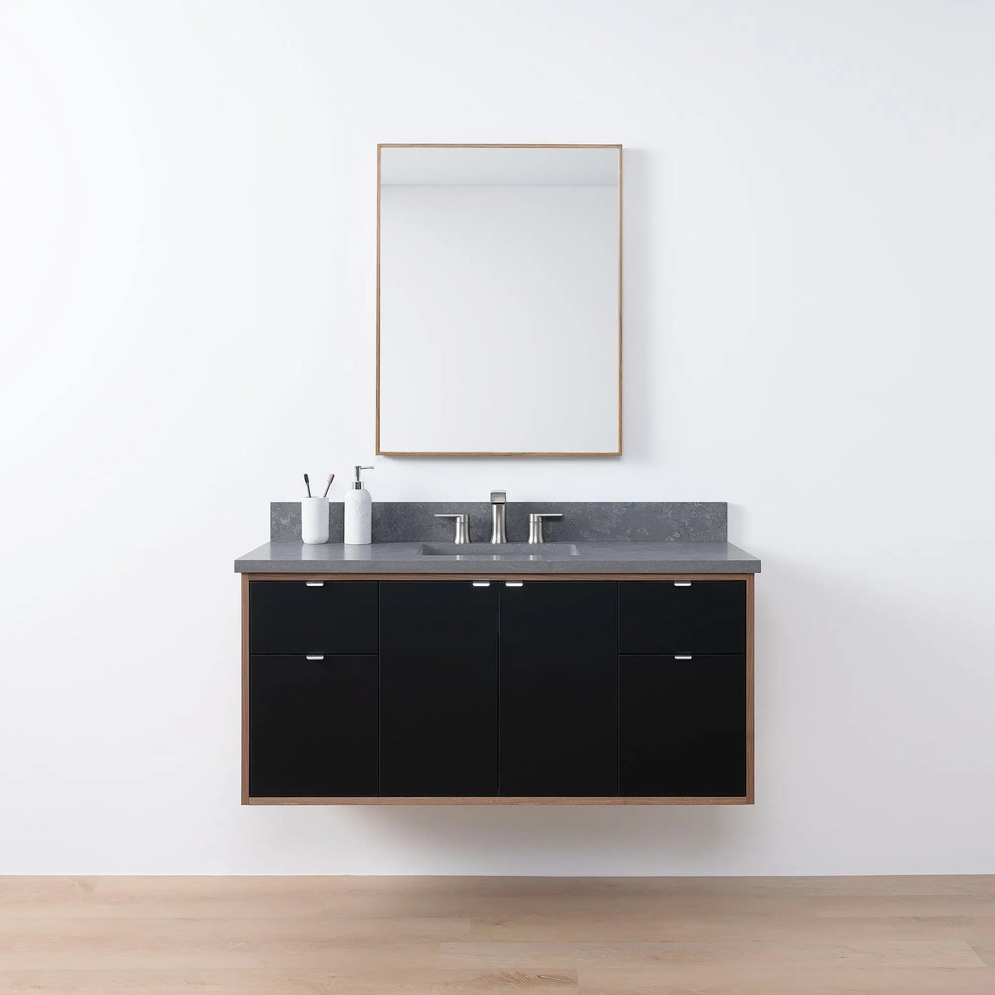 Sidney SLIM, 48" Teodor® Modern Wall Mount Matte Black Vanity Teodor Bathroom VanityCanada