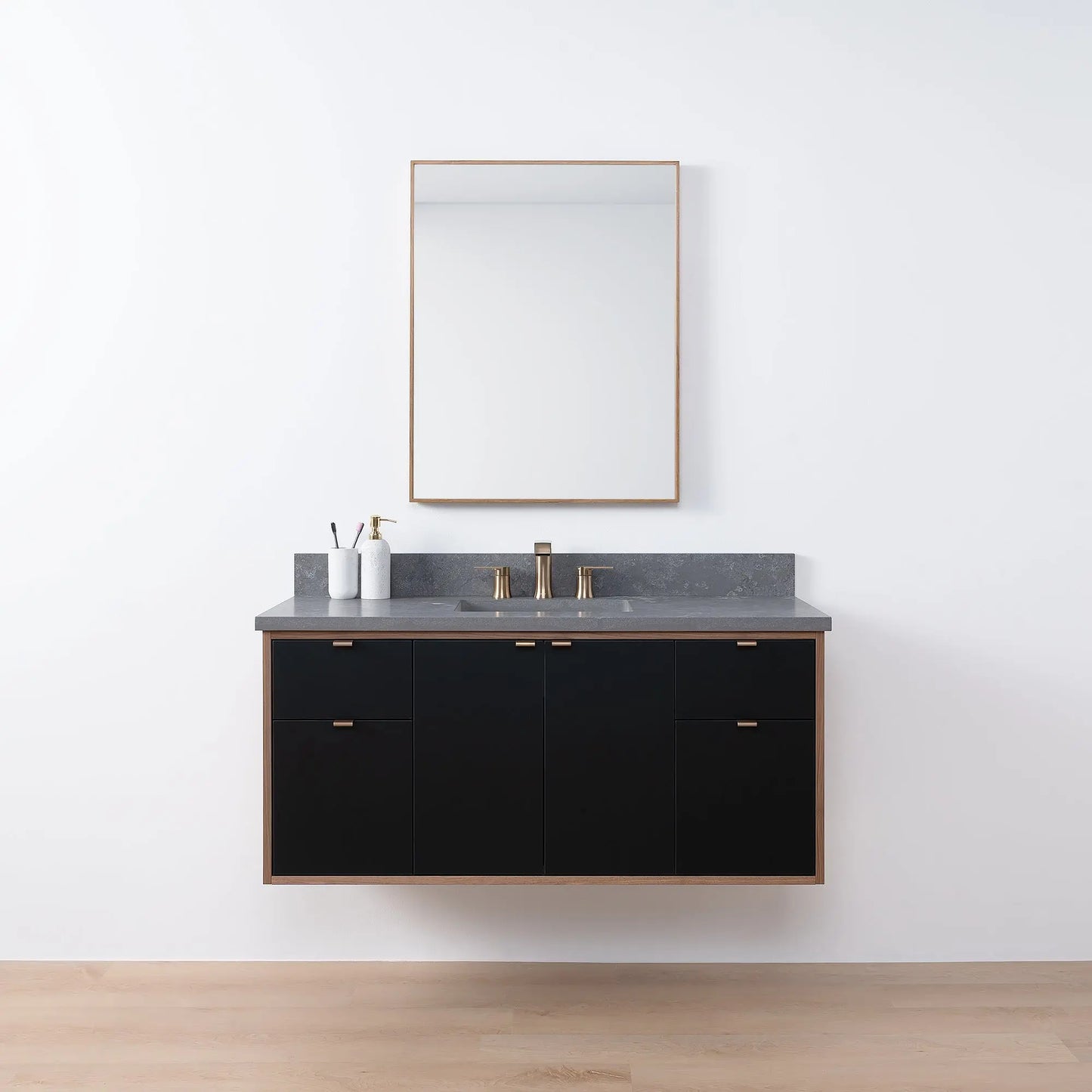 Sidney SLIM, 48" Teodor® Modern Wall Mount Matte Black Vanity Teodor Bathroom VanityCanada