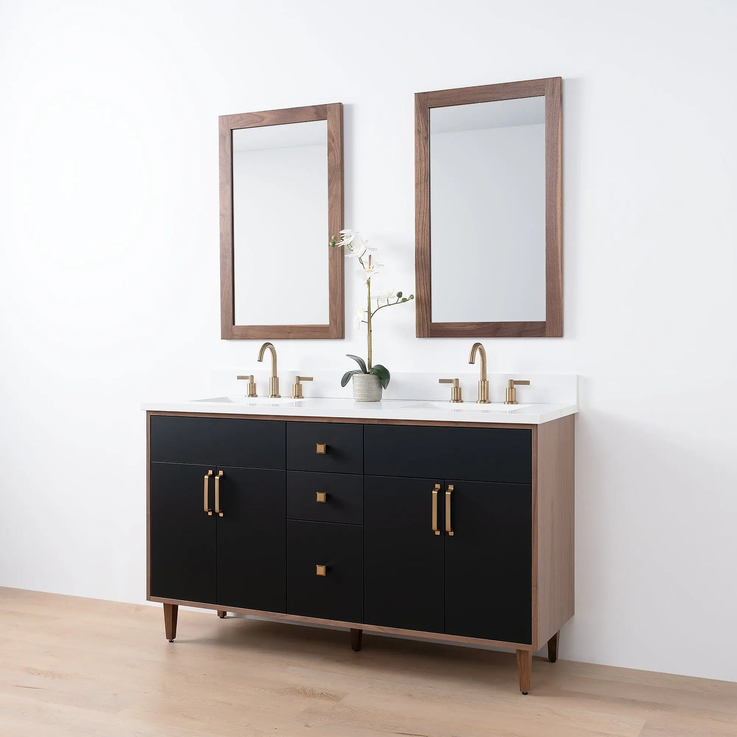 Sidney SLIM, 60" Teodor® Modern Matte Black Vanity, Double Sink Teodor Bathroom VanityCanada