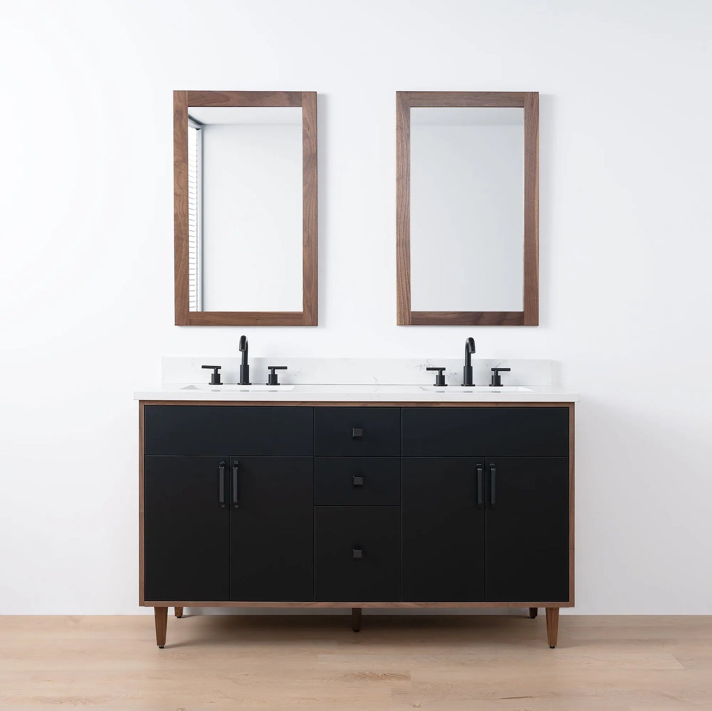 Sidney SLIM, 60" Teodor® Modern Matte Black Vanity, Double Sink Teodor Bathroom VanityCanada