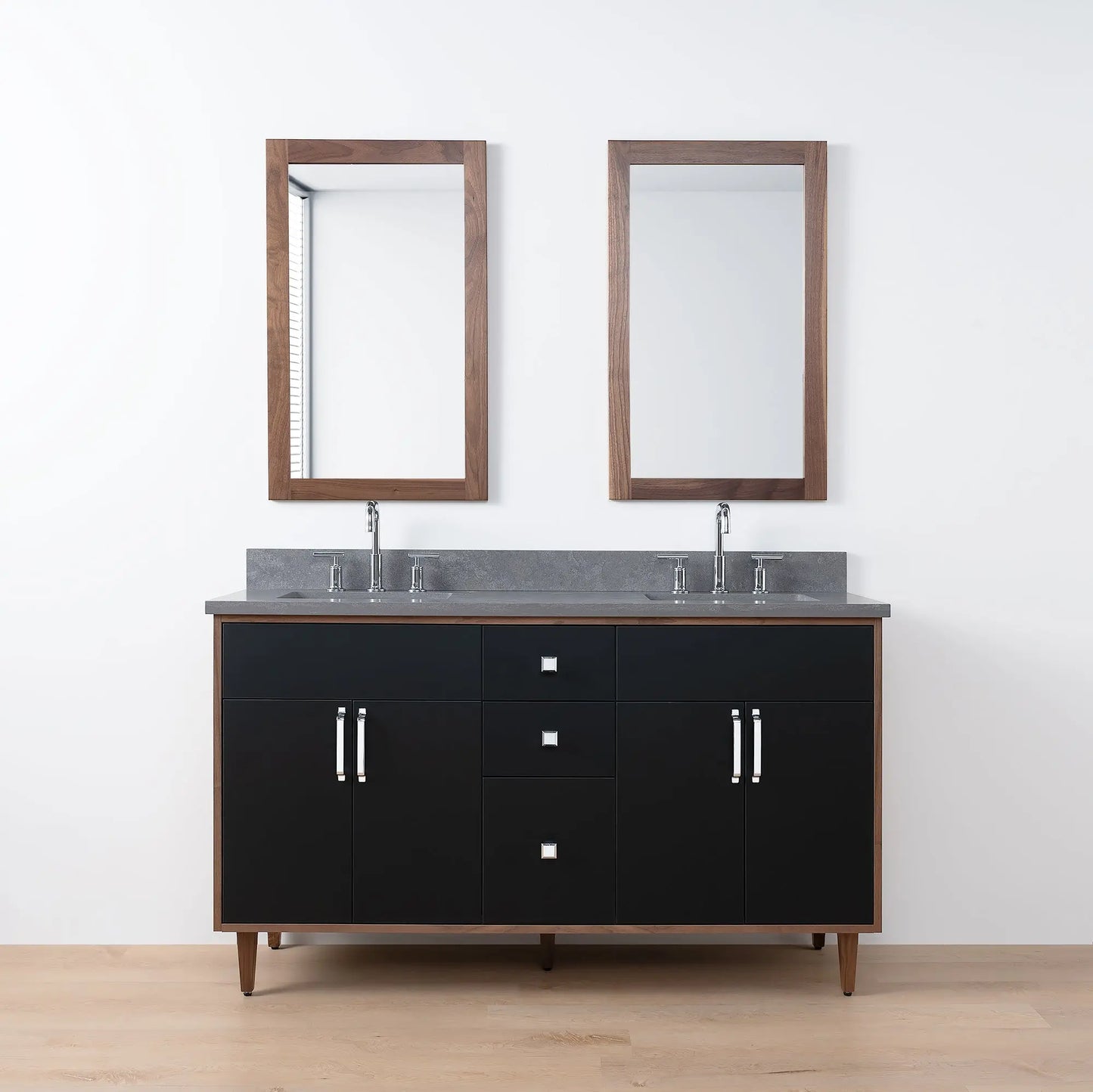 Sidney SLIM, 60" Teodor® Modern Matte Black Vanity, Double Sink Teodor Bathroom VanityCanada