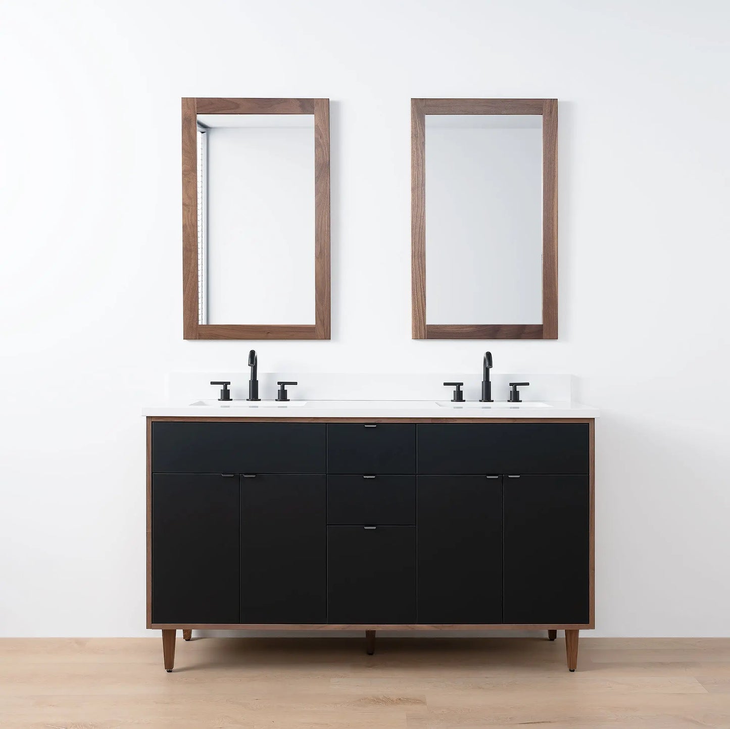 Sidney SLIM, 60" Teodor® Modern Matte Black Vanity, Double Sink Teodor Bathroom VanityCanada