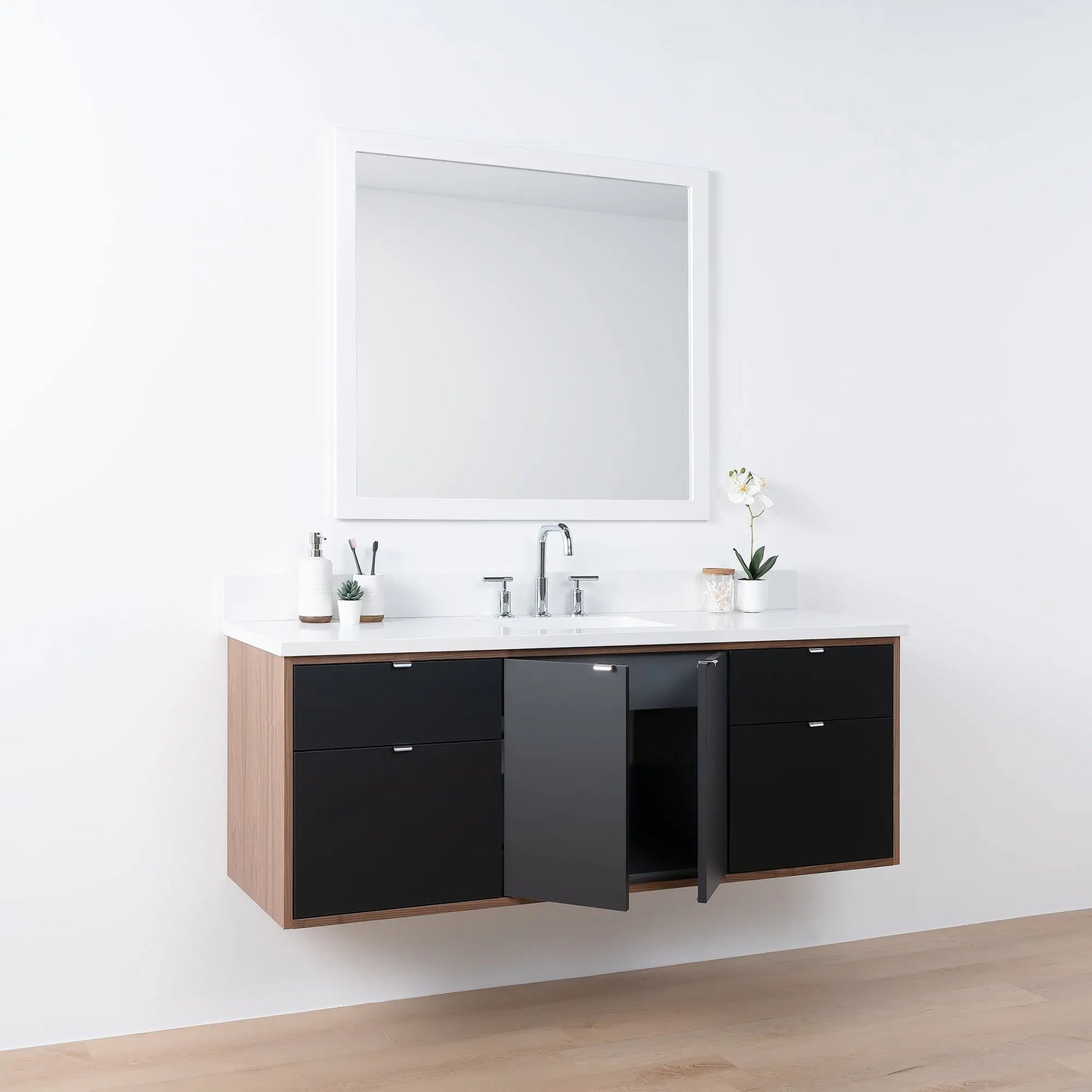 Sidney SLIM, 60" Teodor® Modern Wall Mount Matte Black Vanity Teodor Bathroom VanityCanada
