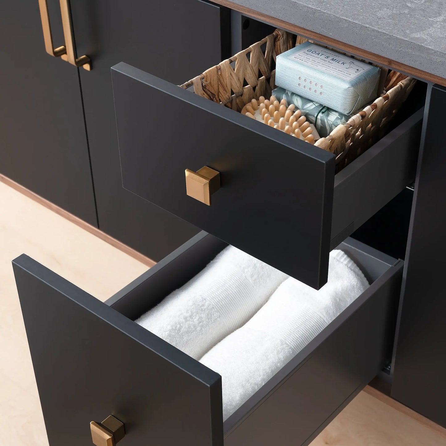 Sidney SLIM, 60" Teodor® Modern Wall Mount Matte Black Vanity, Double Sink Teodor Bathroom VanityCanada