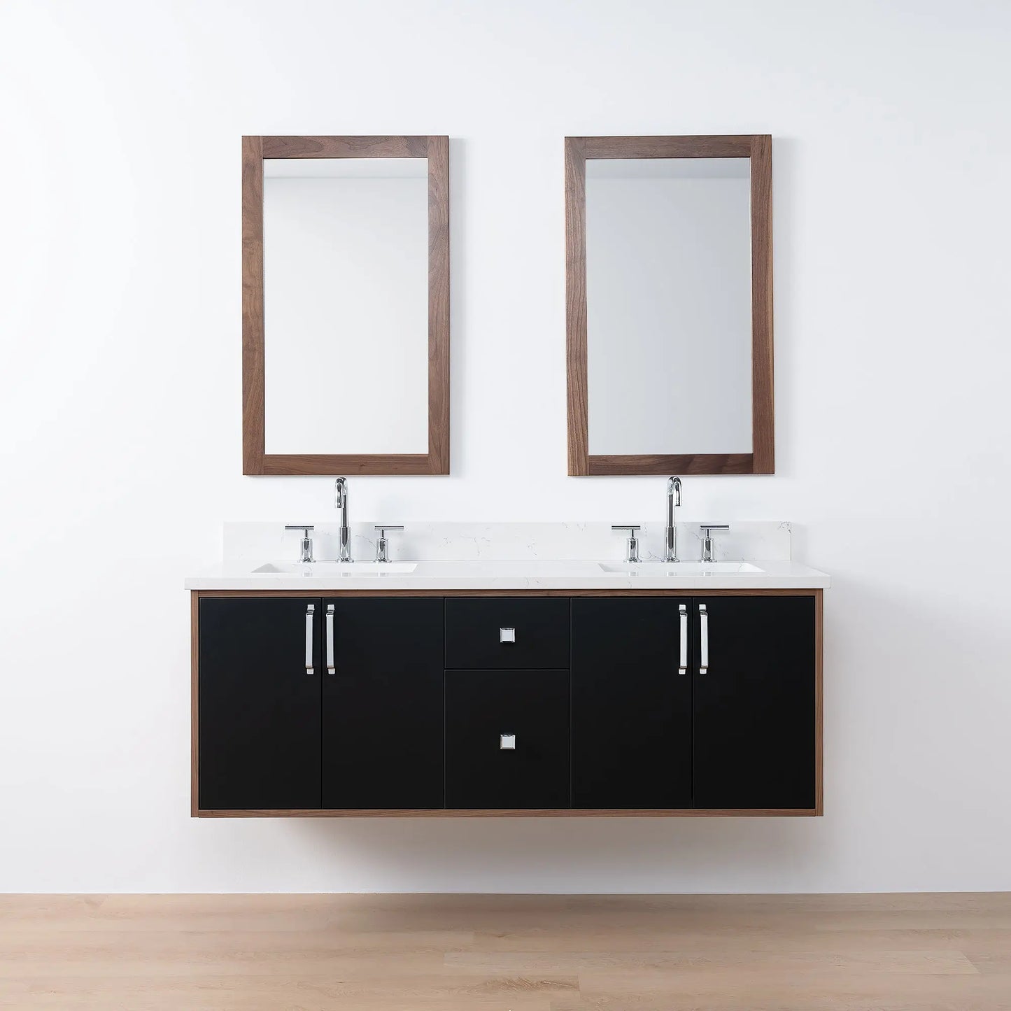 Sidney SLIM, 60" Teodor® Modern Wall Mount Matte Black Vanity, Double Sink Teodor Bathroom VanityCanada