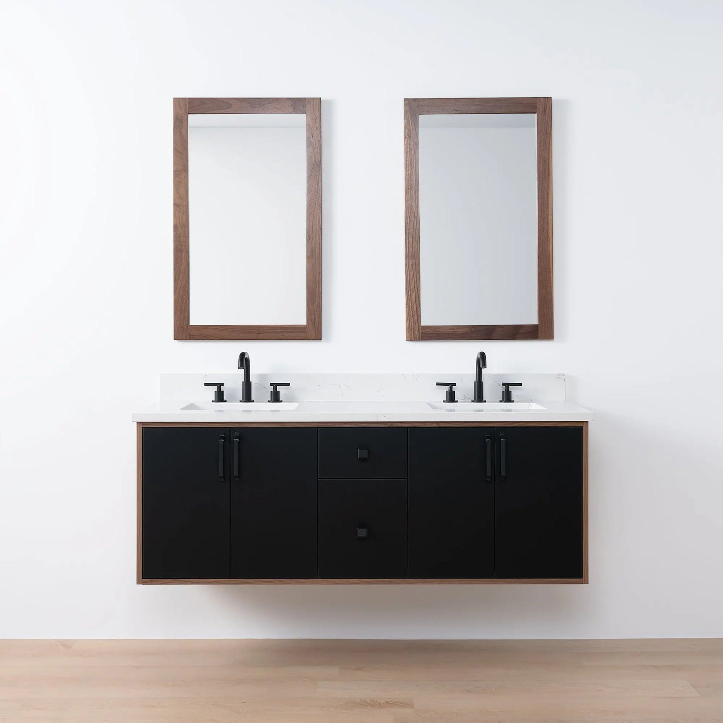 Sidney SLIM, 60" Teodor® Modern Wall Mount Matte Black Vanity, Double Sink Teodor Bathroom VanityCanada
