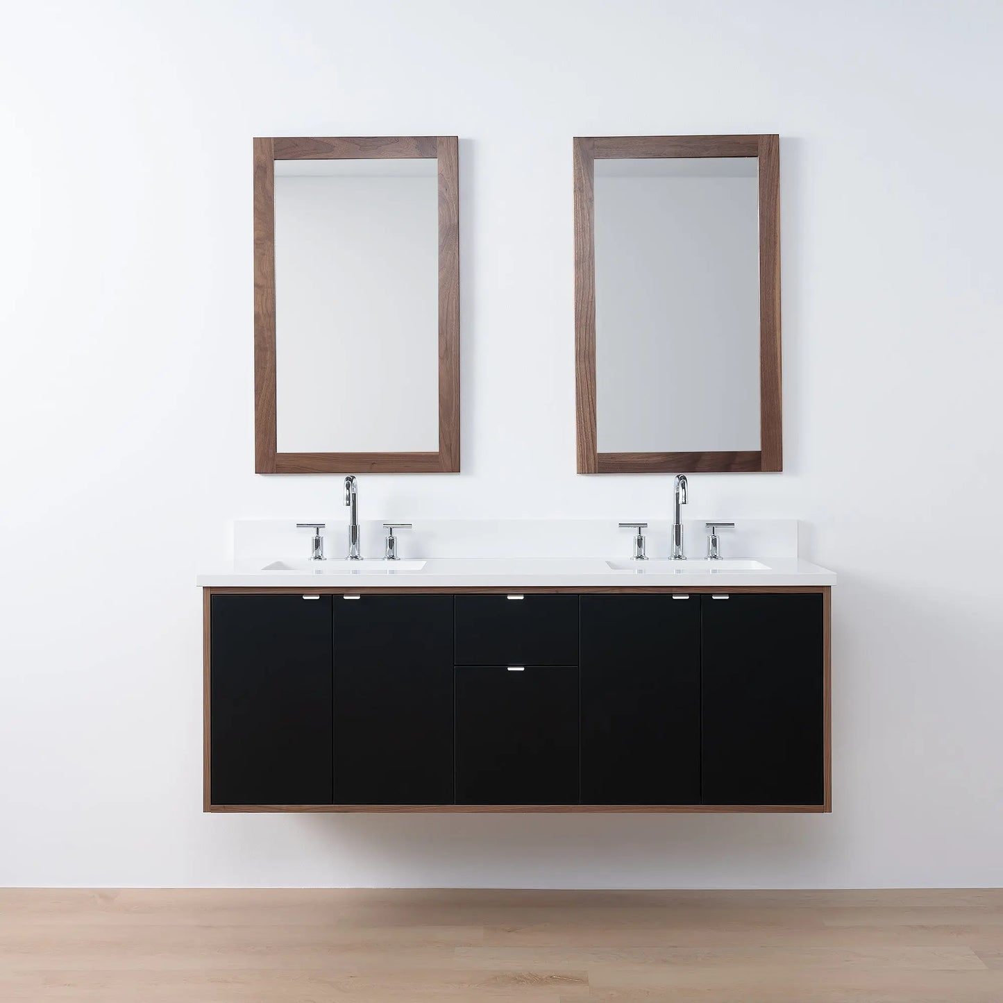 Sidney SLIM, 60" Teodor® Modern Wall Mount Matte Black Vanity, Double Sink Teodor Bathroom VanityCanada